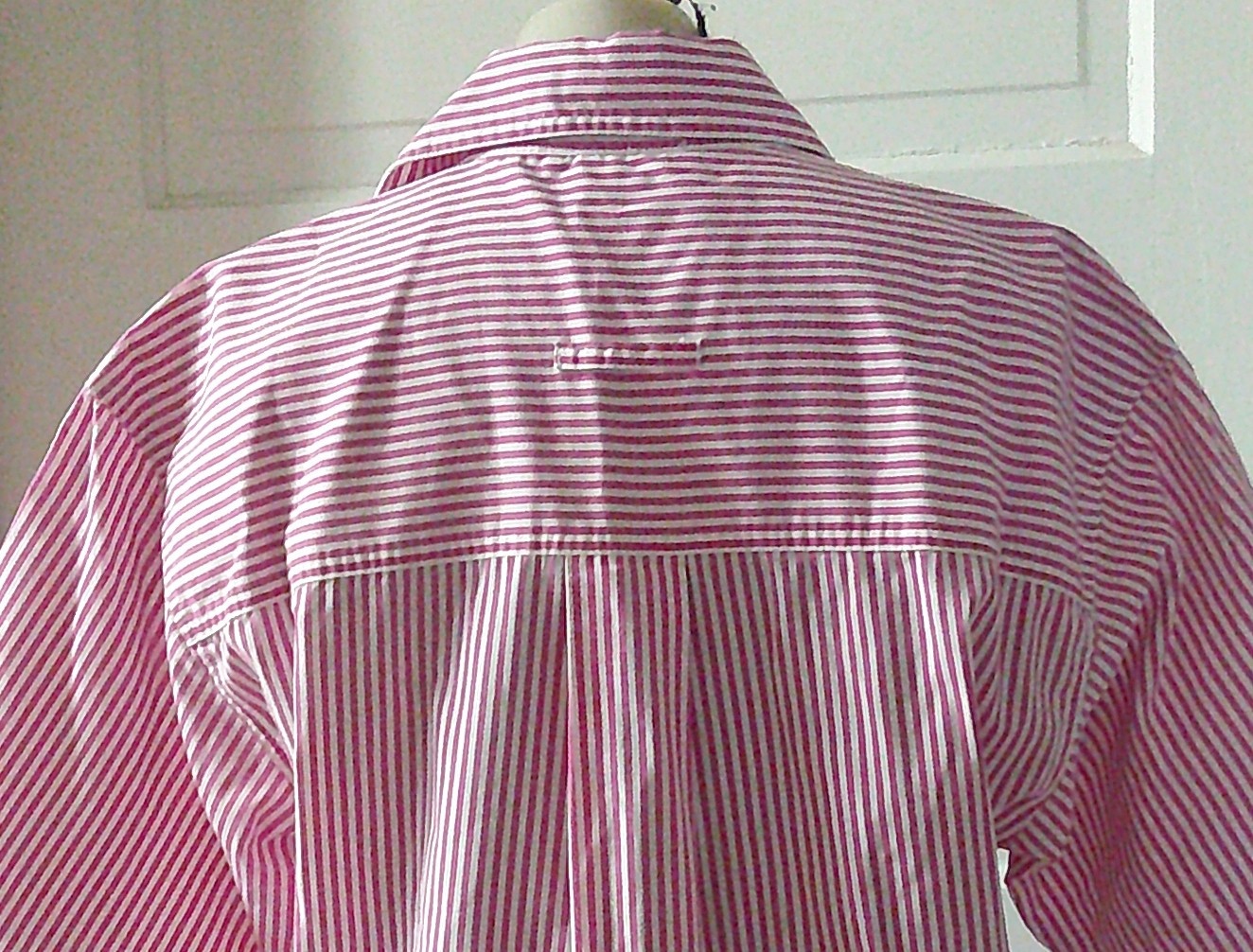 80’s CASUAL CODE SS Pink Stripe Embroidered Button Up Shirt Top Blouse L
