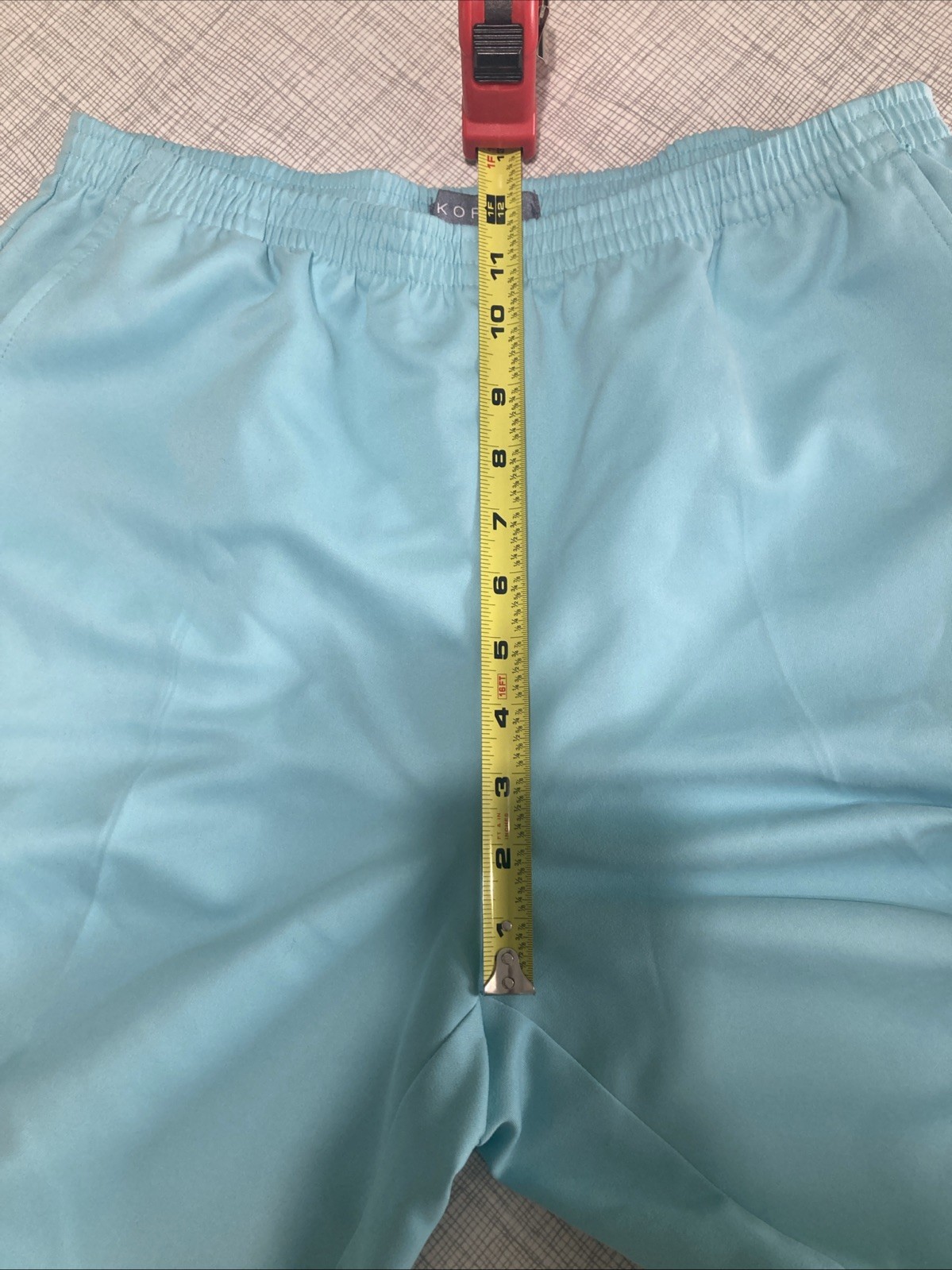 Vtg 90s Koret Petites Pants 12P Mint Green Elastic Waist Peachskin Polyester