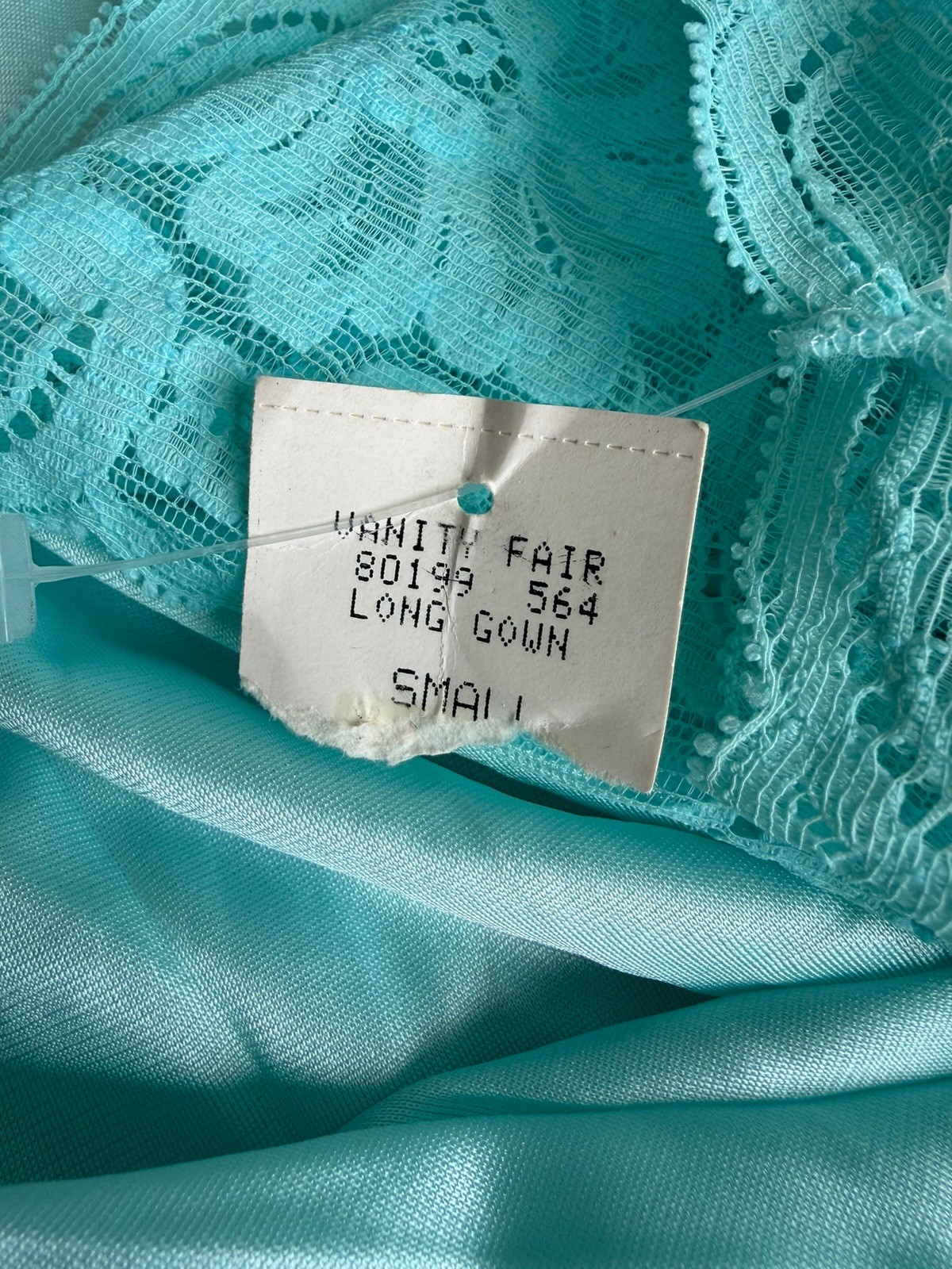 Vtg Vanity Fair Nightgown NWT Azure Mist Blue Lace Bodice Antron III Nylon S/M