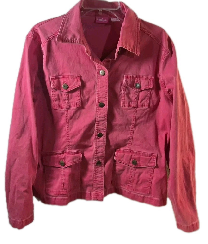 90’s 2pc Cappagallo Red Denim Jacket sz Lrg & Pants sz Med Women’s Pkts VTG