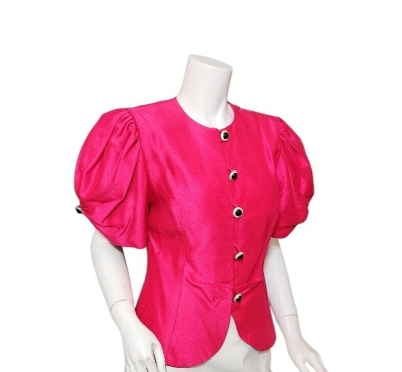 Vtg Barbara Chodos for Michael Marcella Pink Short Puff Sleeve Jacket Sz 12 NWD