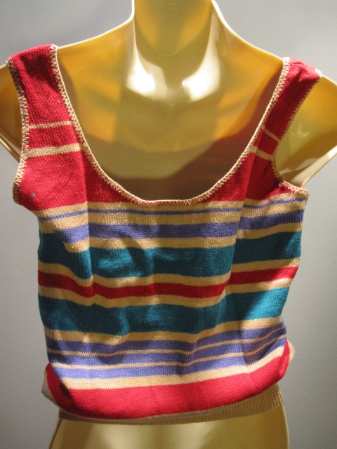 NOS DEADSTOCK ViNTAGE 80s SWEATER SUN VEST TANK TOP DiSCO MOD BOHO ROCKABiLLY M