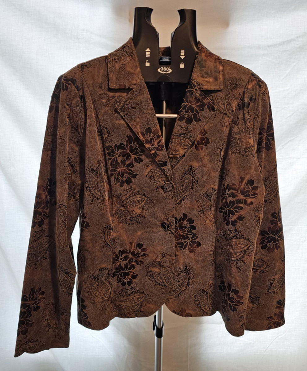 Vintage Erin London Bronze Brown Blazer Floral Damask Pattern