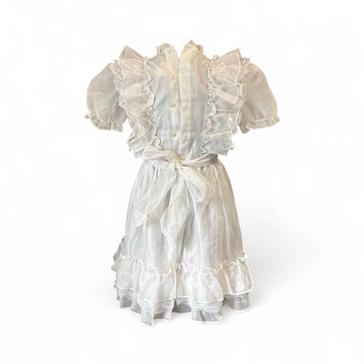 VTG 80s Kandy Ann Coquette Cottage Core Ruffle Midi Sunday Best Dress