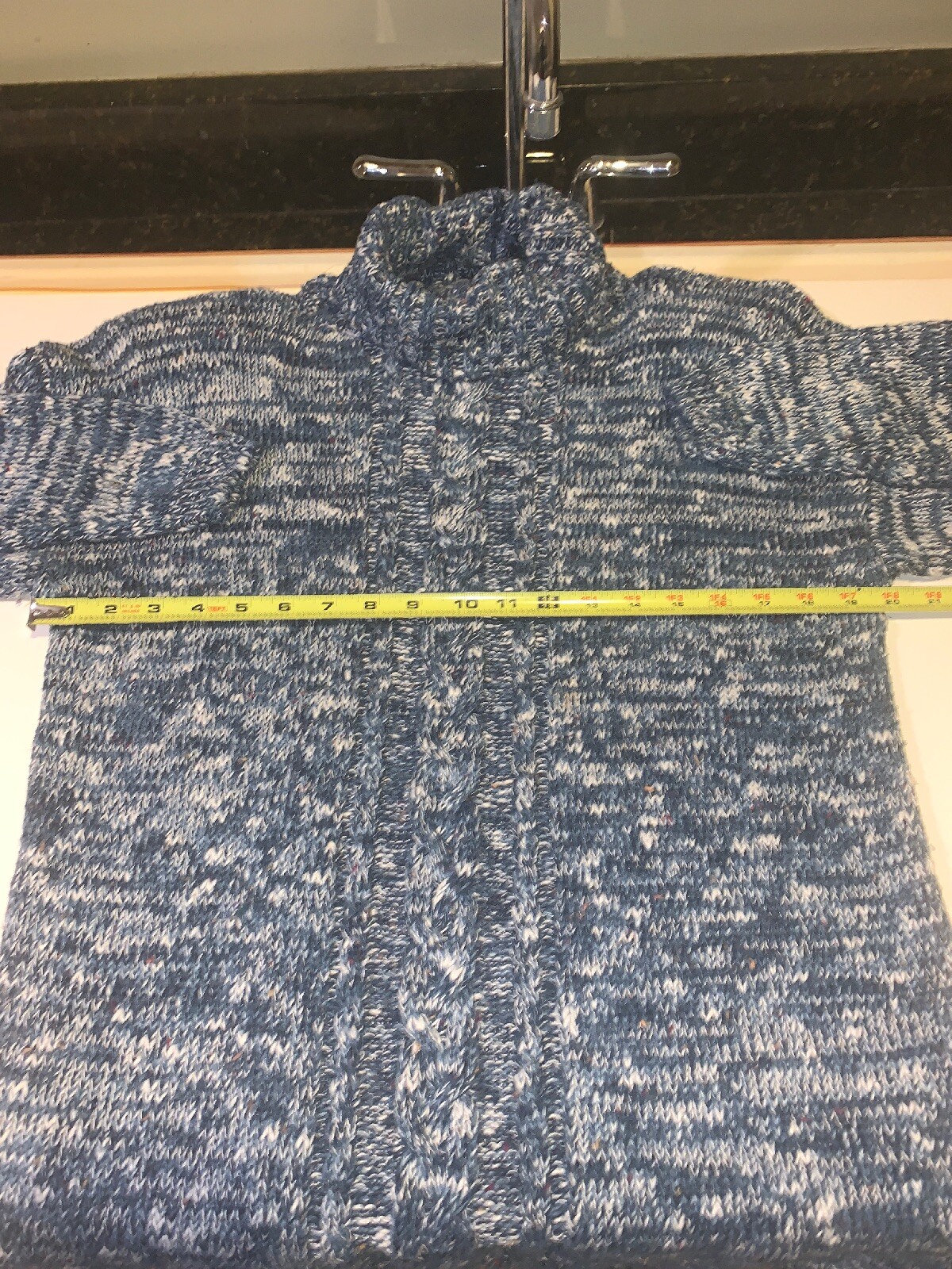 SPICE OF LIFE SZ Large Long Blue / Black TURTLENECK WOMEN PULLOVER SWEATER CCR