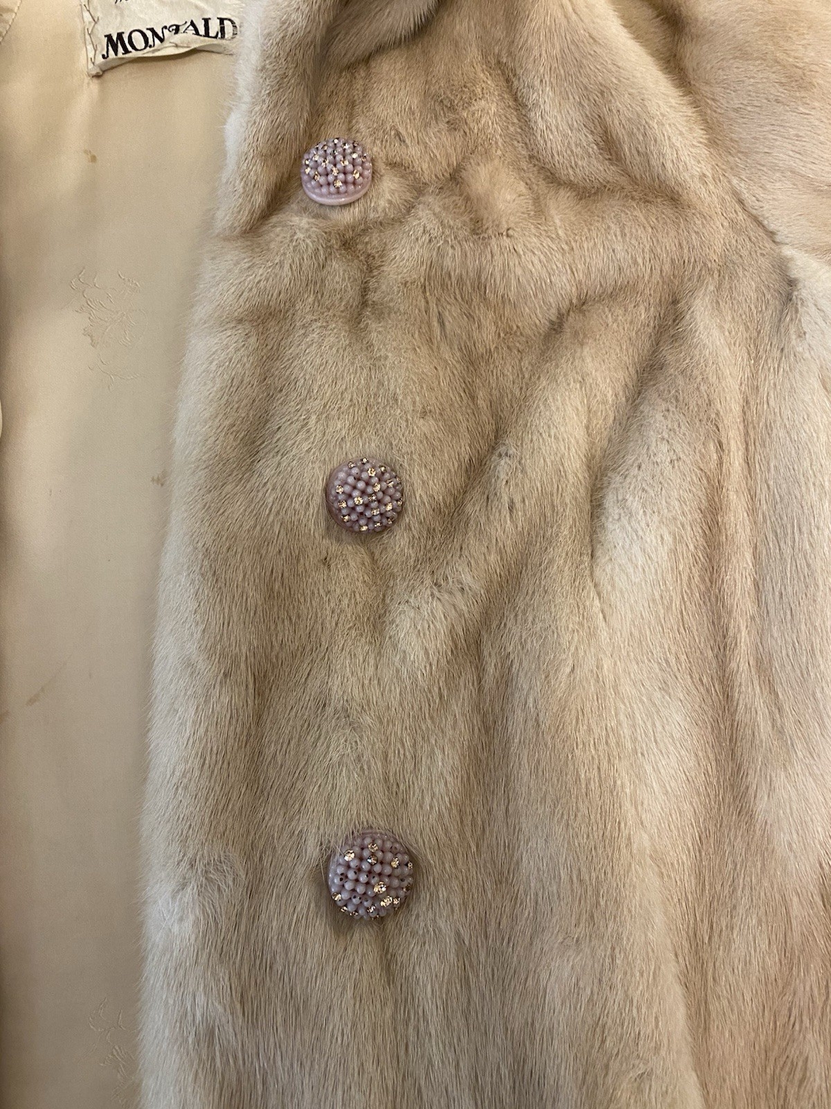 VTG 26” Natural Tourmaline Mink Fur Swing Coat Women’s Sz S/M Montaldos