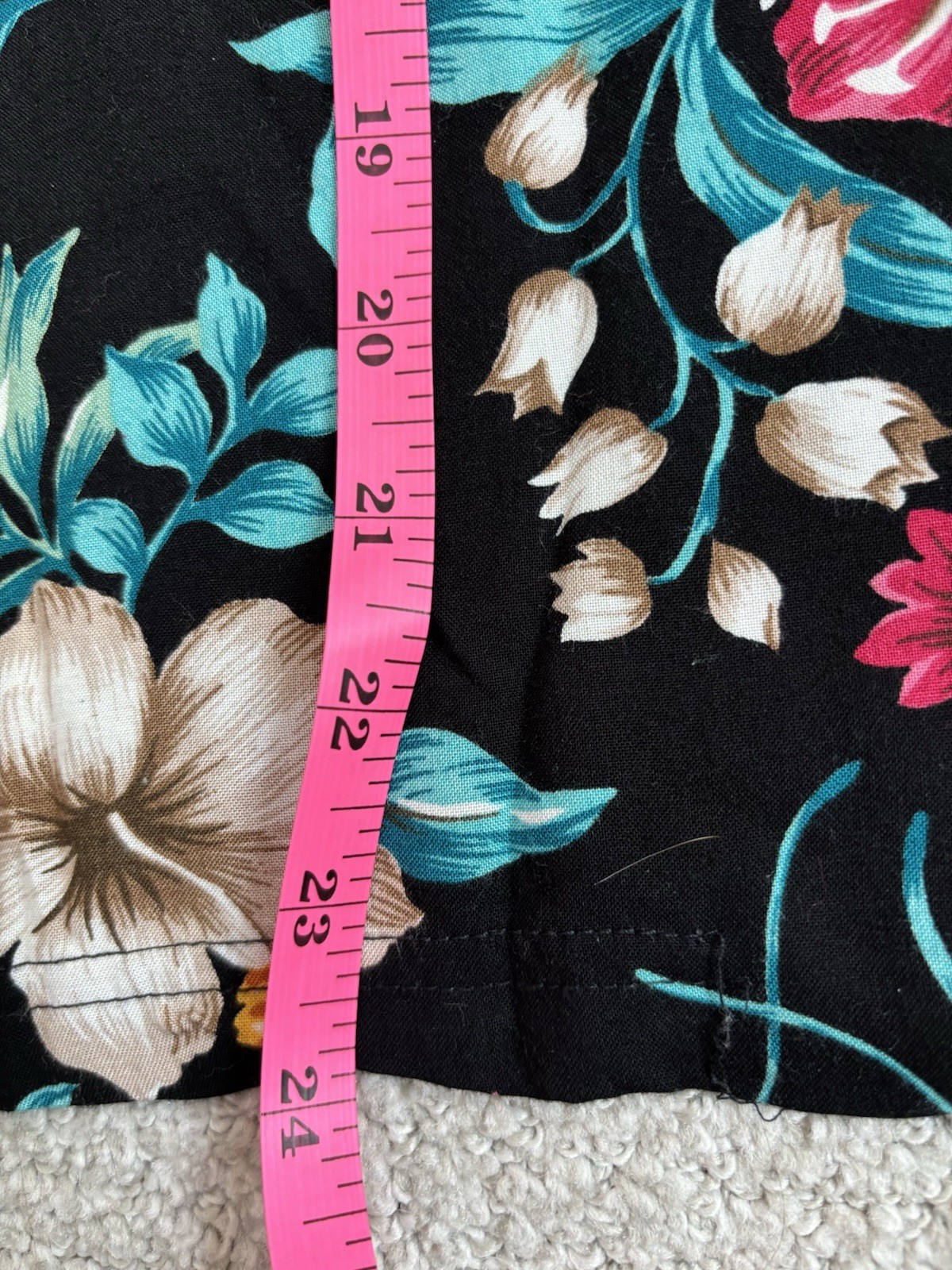 Vintage 2 Piece Skirt Set Floral Tropical Black Multi-Color High Waist Boho