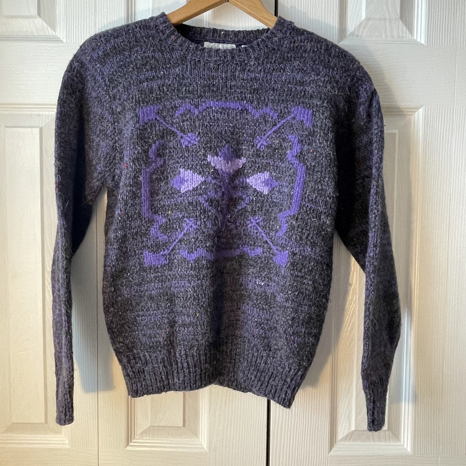 VTG women’s Country Suburban Wool Blend Purple Sweater With Shoulder Pads Sz M