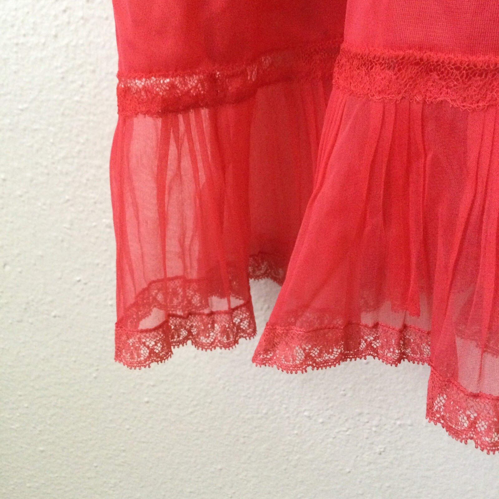 Vintage Evette Nightgown Womens 4/34 Small Pink Ruffle 60s Pinup Lingerie Dress