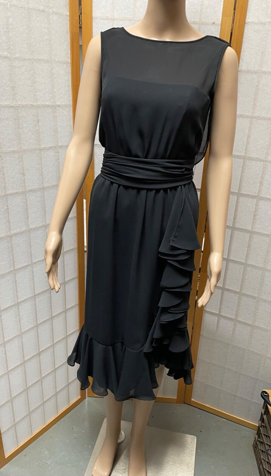 VTG Morton Myles For The Warrens Cocktail Dress Size 4 Black Chiffon