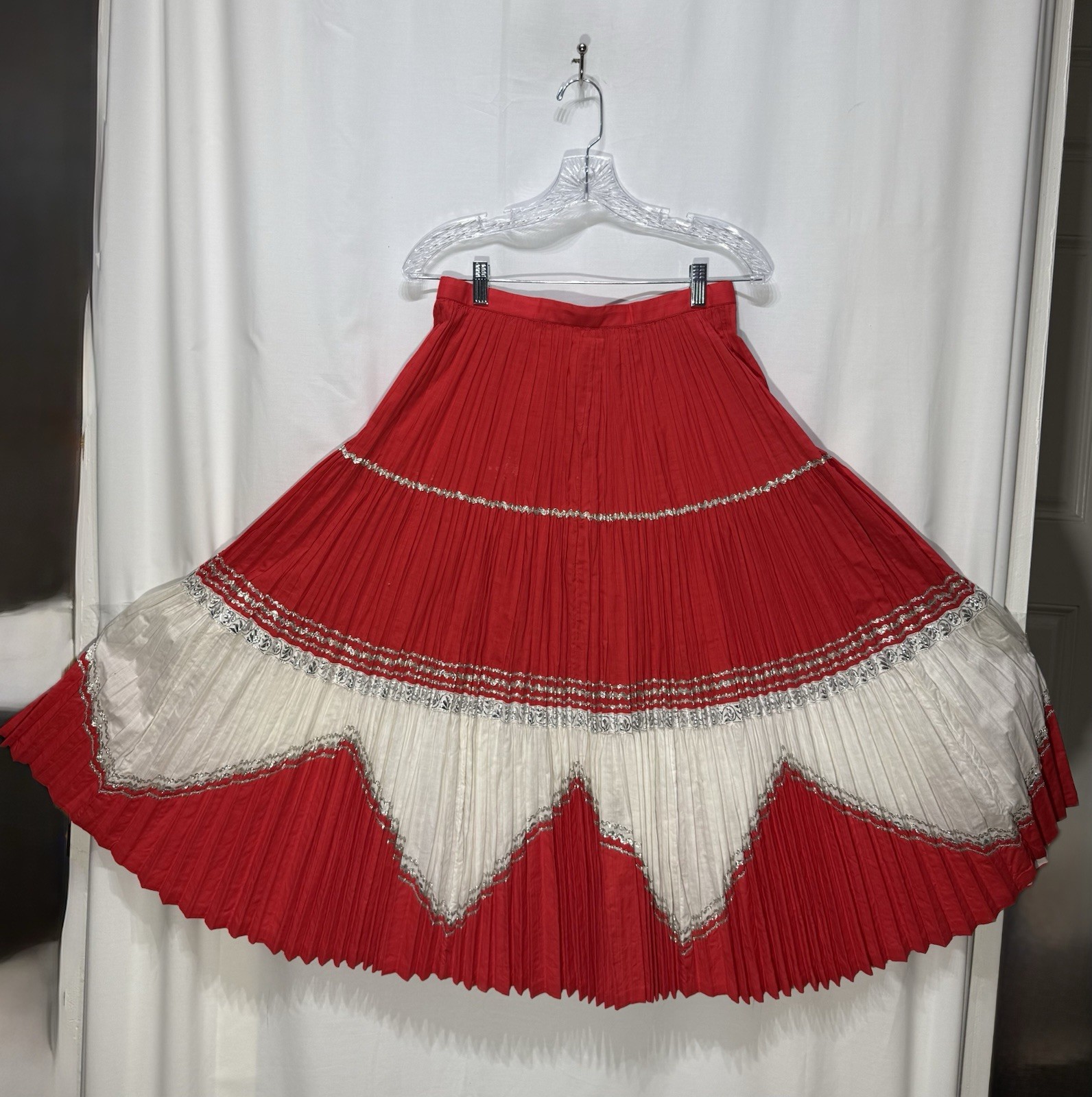 Rodeo Skirt Western Cowgirl Texas Square Native Dance Handmade Pleats VTG SZ 28