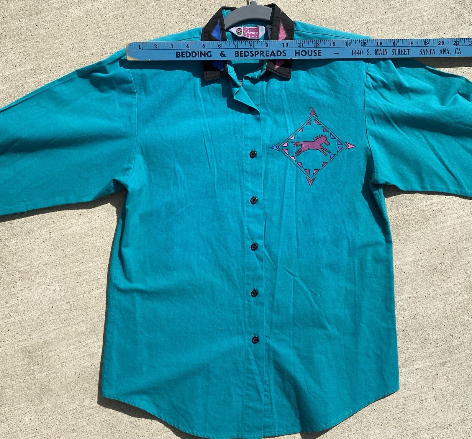 Vtg Cameo Rose Western Southwestern Shirt Top Blouse Horses 80s 90s Cowgirl XS