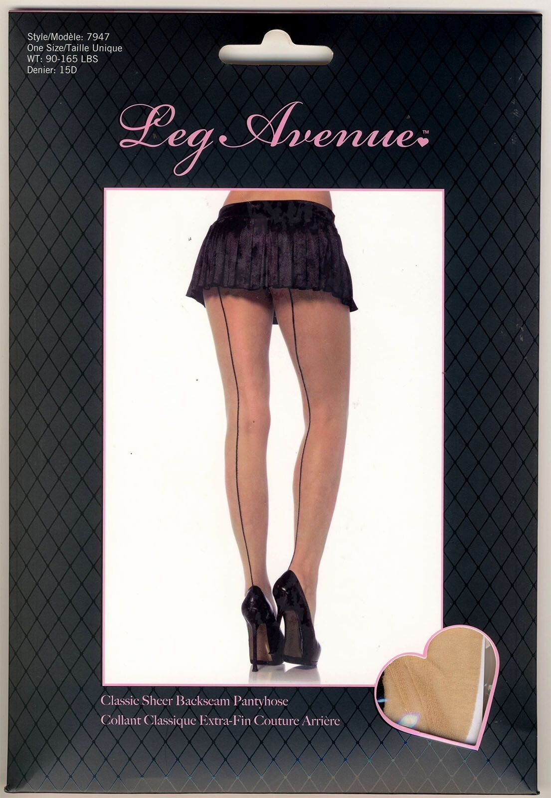 SEXY RETRO CLASSIC SHEER CONTRAST BACK SEAM PANTYHOSE 4 COSTUME LEG AVENUE NIB