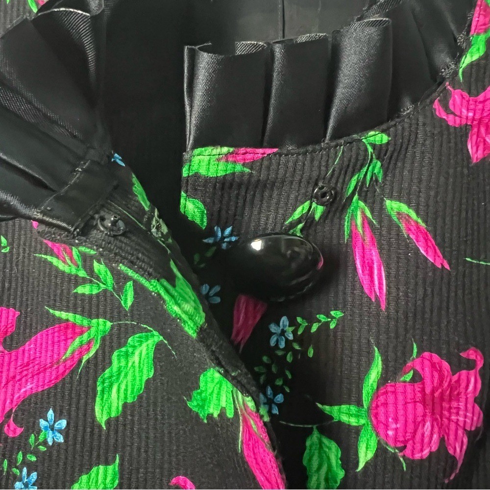 Kimijima Boutique Tokyo Paris Vintage Floral Peplum Blazer Black Designer Sz. M