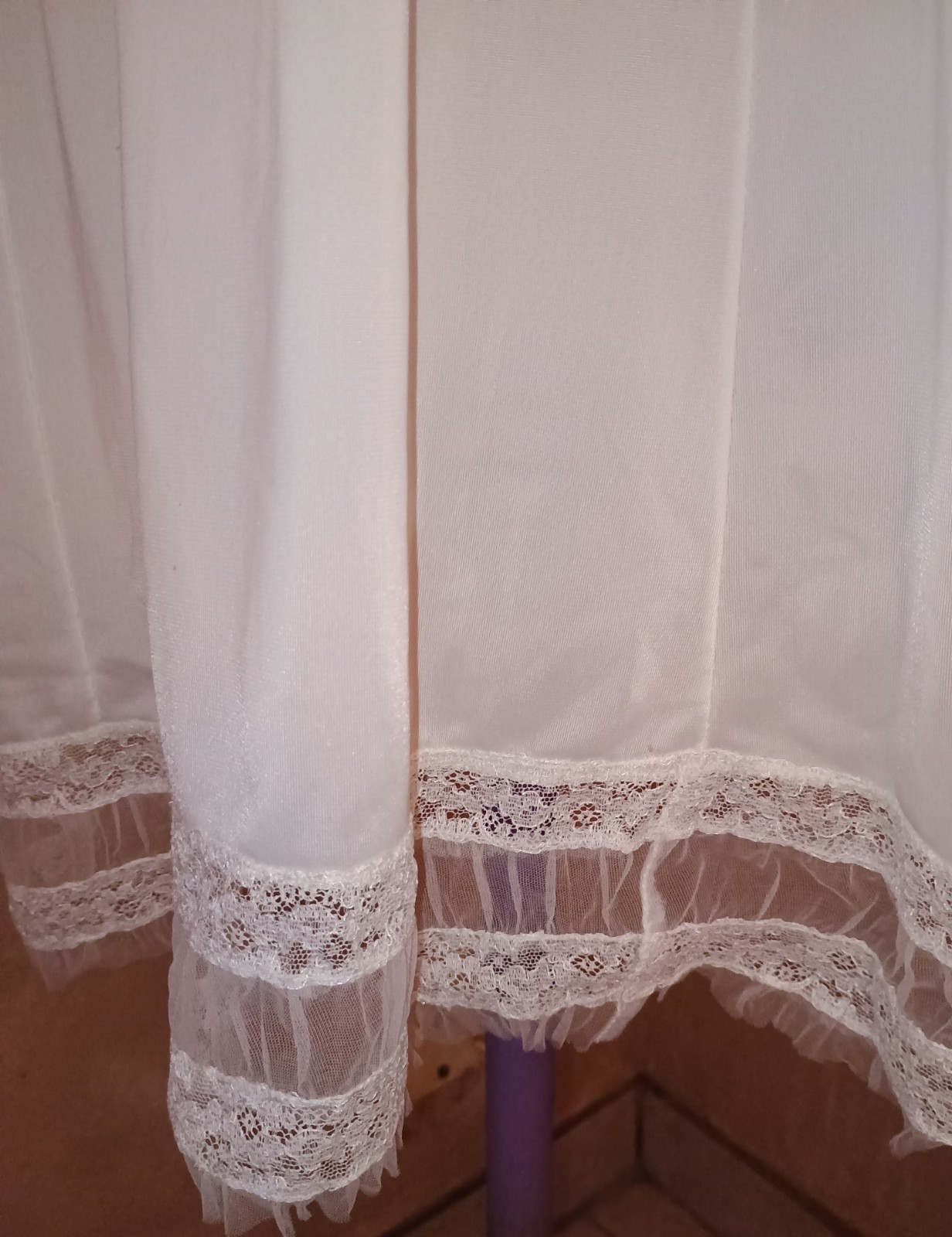 Vintage 50s Pandora By Chic Lingerie Cream Ivory Slip Dress Sheer Lace Nylon