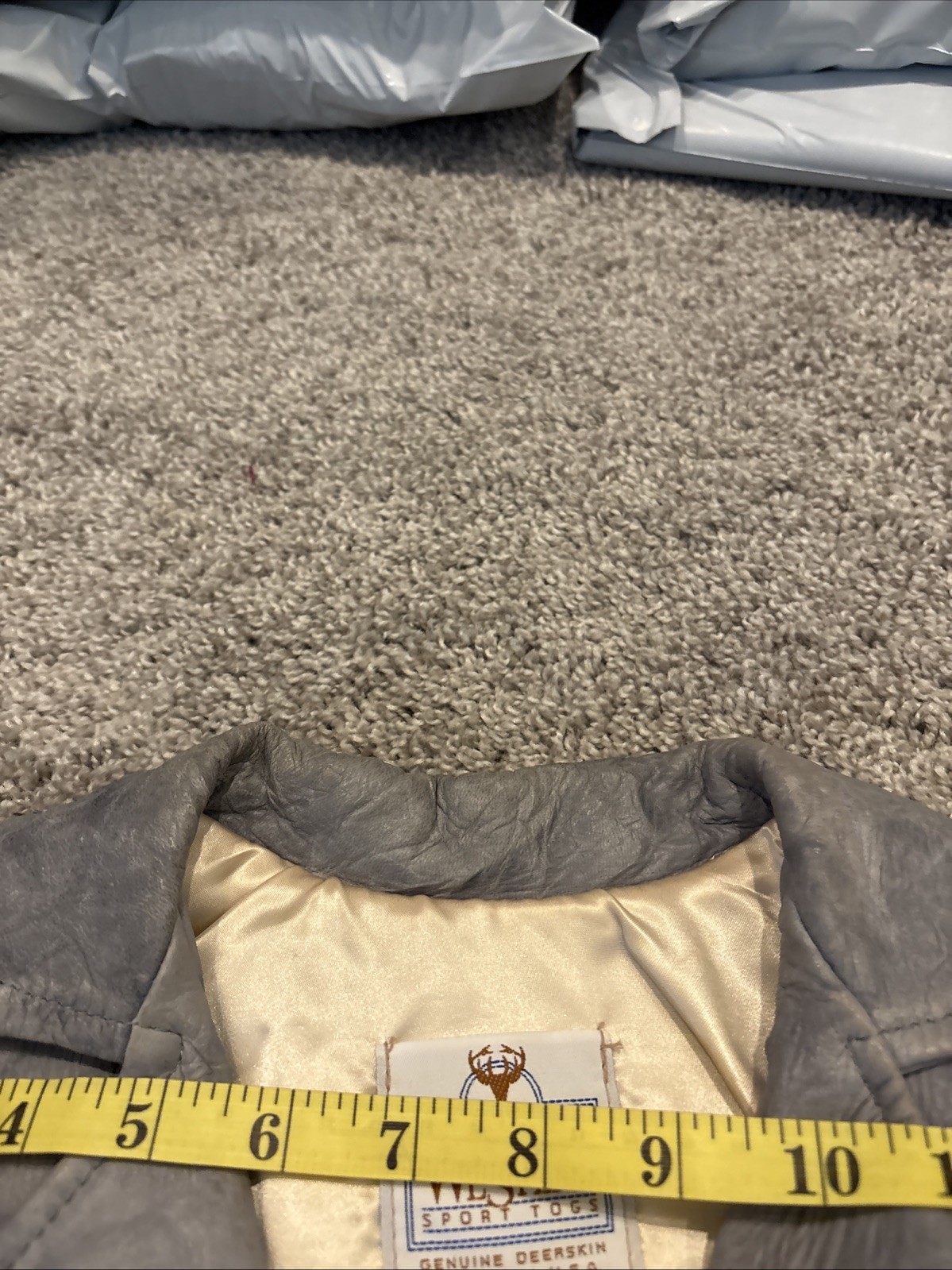 Vintage Midwestern Sport Button Gray Leather Deerskin Jacket Made In USA 34/10
