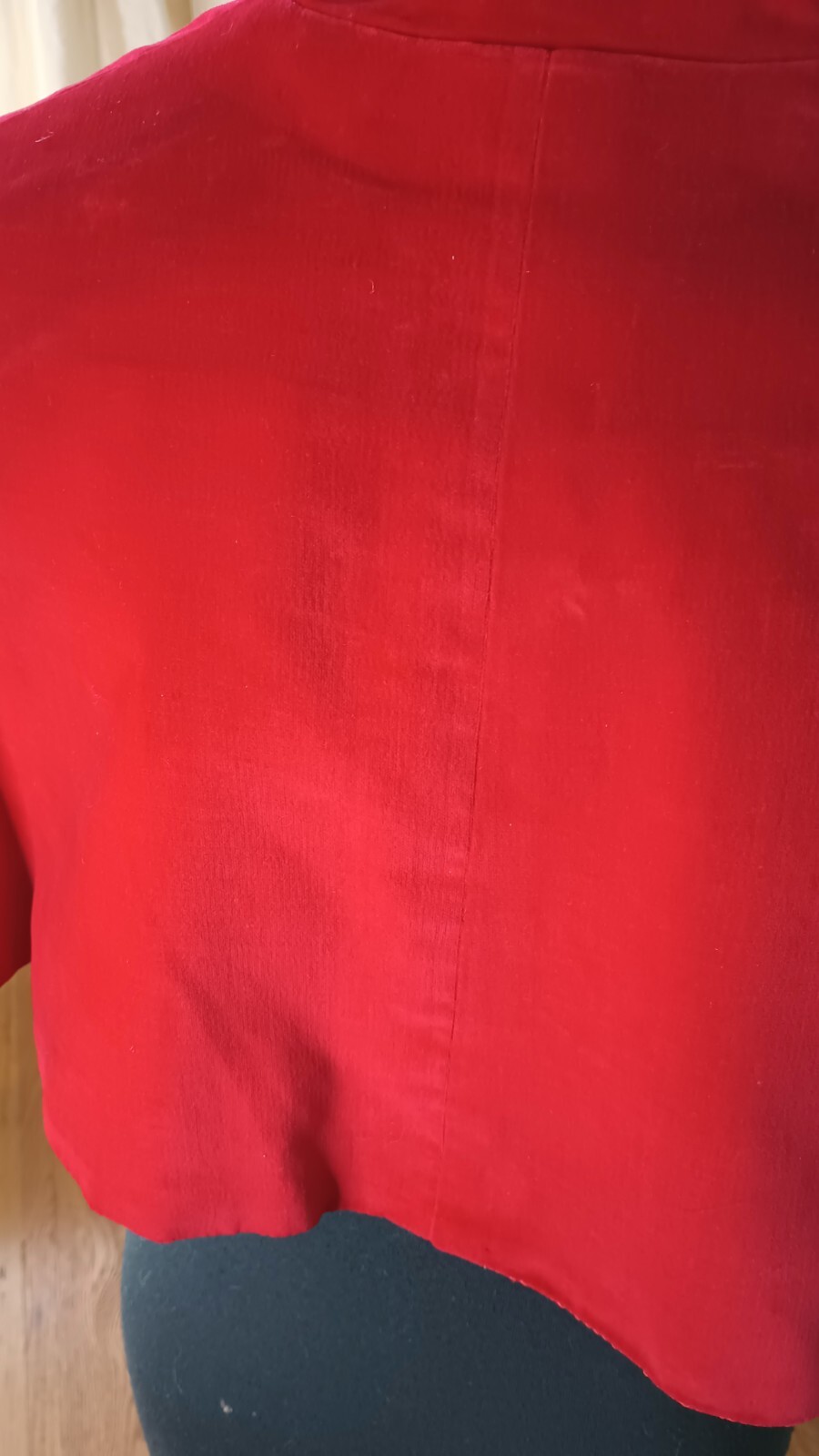 Vintage Red Velvet Opera Cape Cropped Back Scarf Front