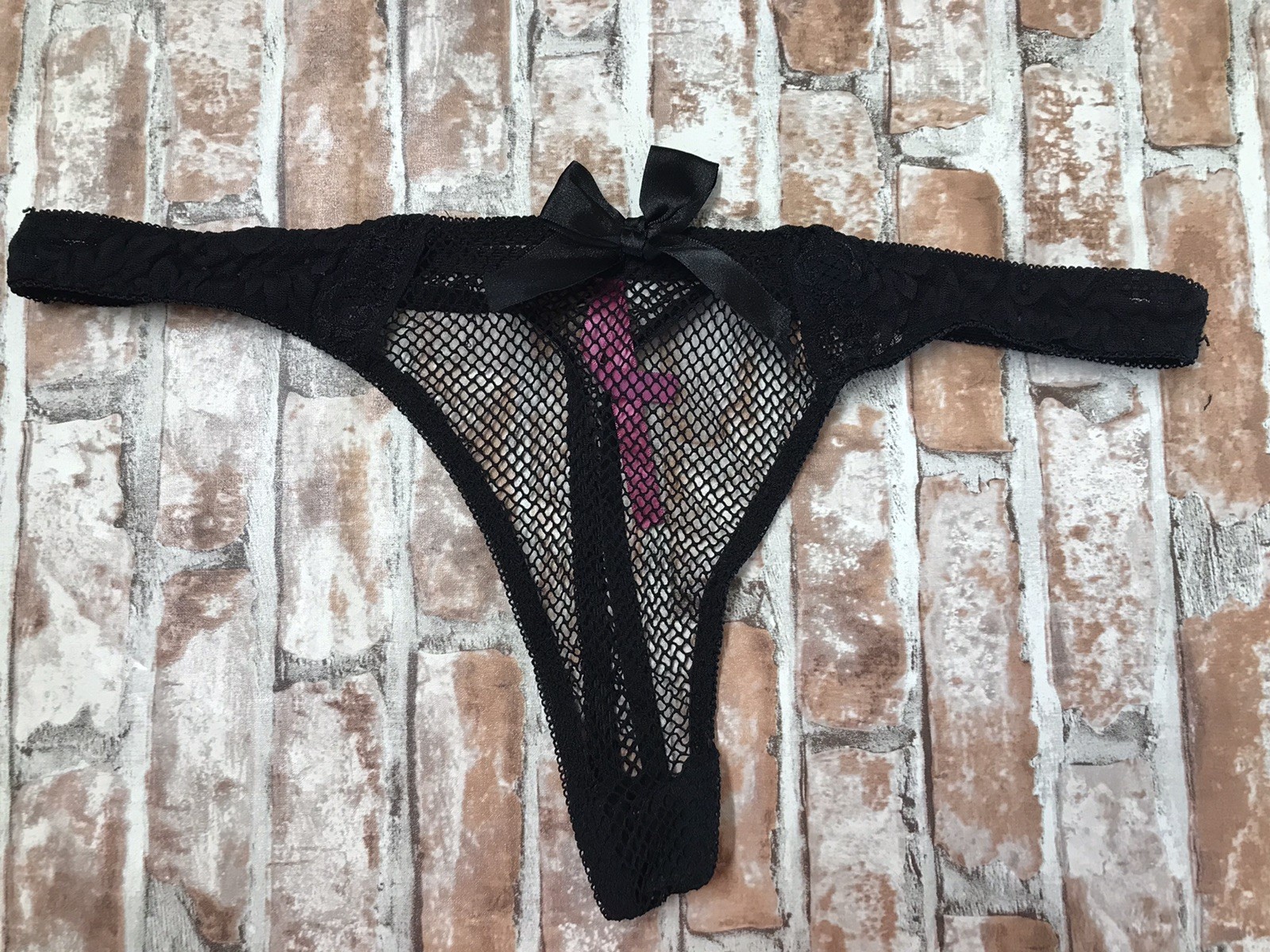 Women’s Seven Til Midnight Sexy Black Net Lingere Panties Thong Size 3x/4x
