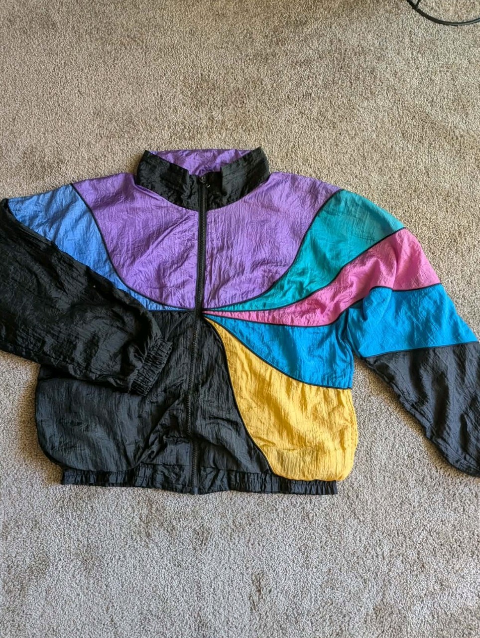 Vintage Olympic Exposure Color Block Windbreaker Jacket 90s Nylon Size L