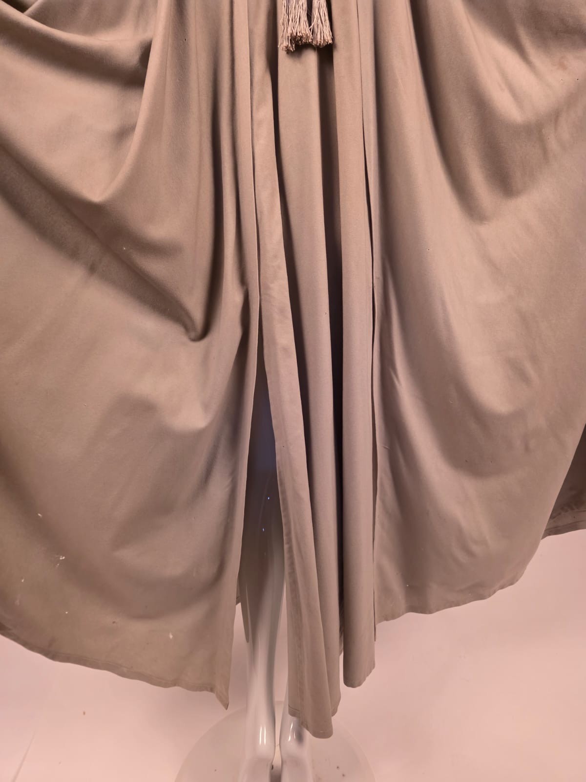 EDWARDIAN DOVE GREY CASHMERE CLOAK CAPE W EMB + RICH SOUTACHE TASSEL TRIM