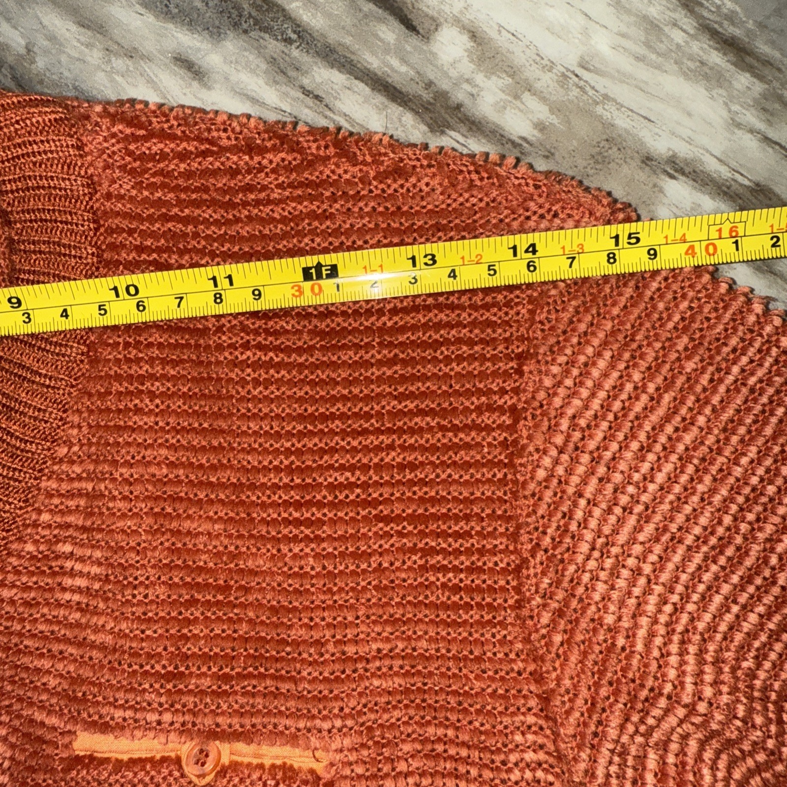 VTG Disco JF Adams Women’s Acrylic Rust Orange Textured Long Sleeve Shirt Read