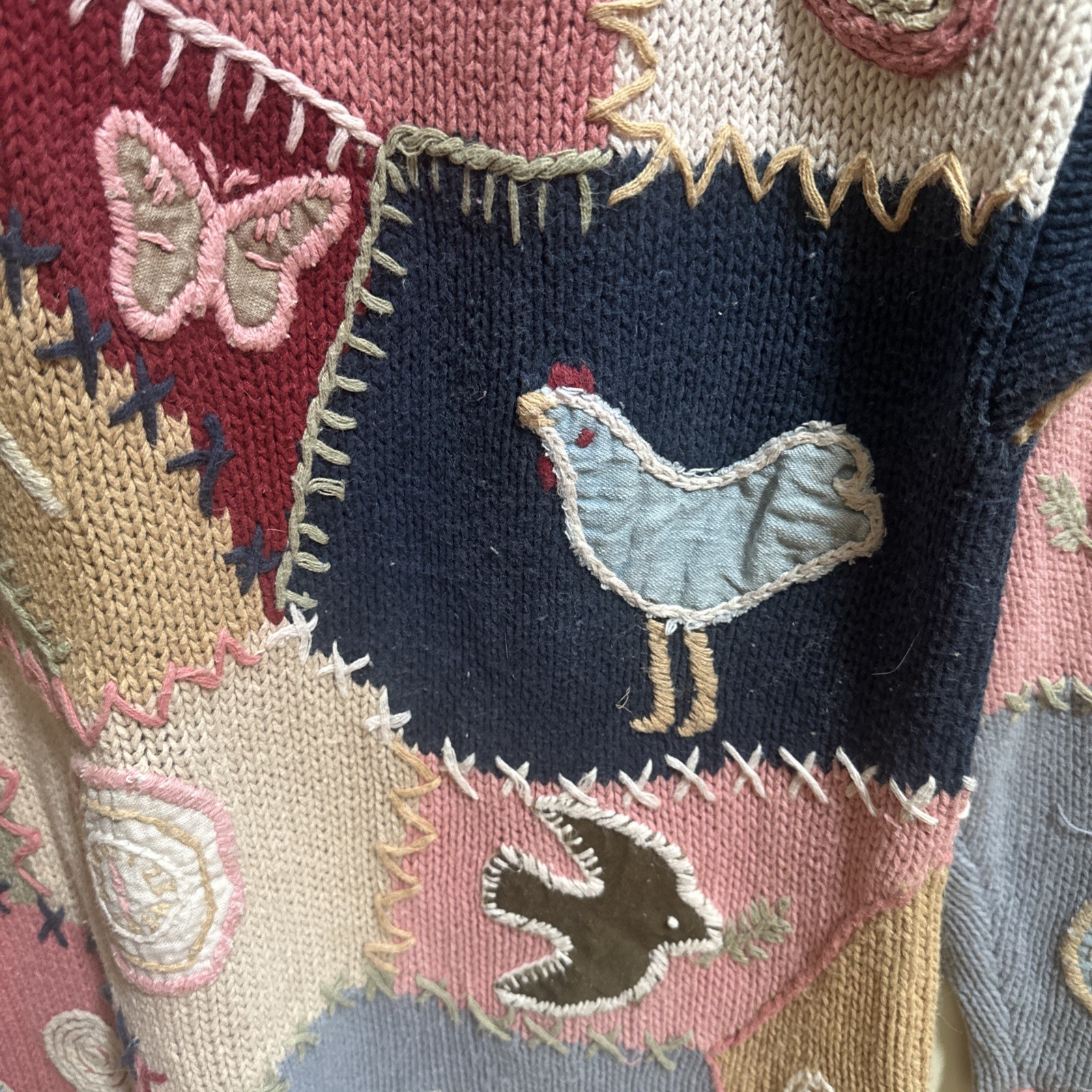 1990s Americana Two Sweaters Patchwork Susan Bristol Cambridge Country StoreREAD