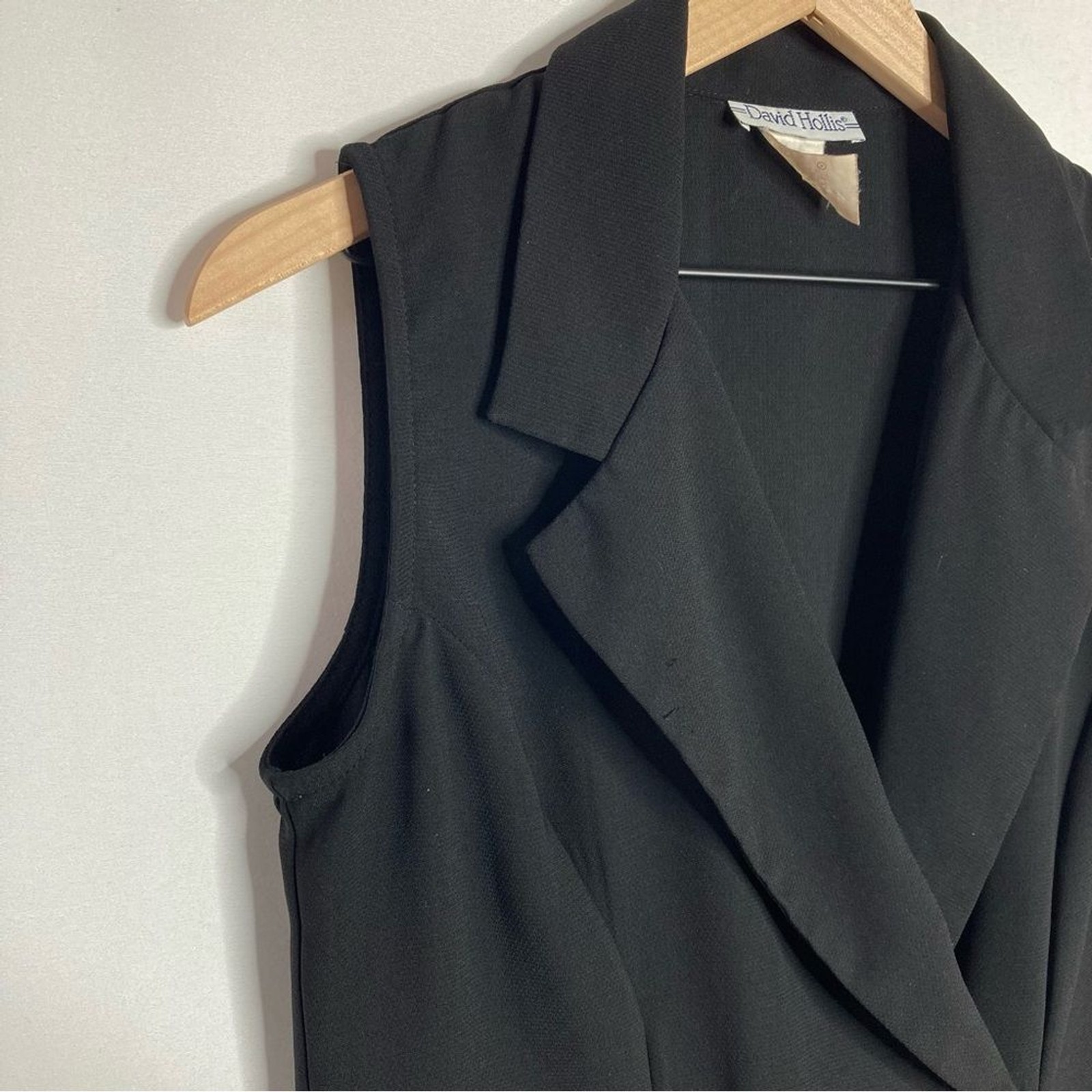 Vintage David Hollis Black Vest Size 10 Double Breasted Button Up Y2K 90s
