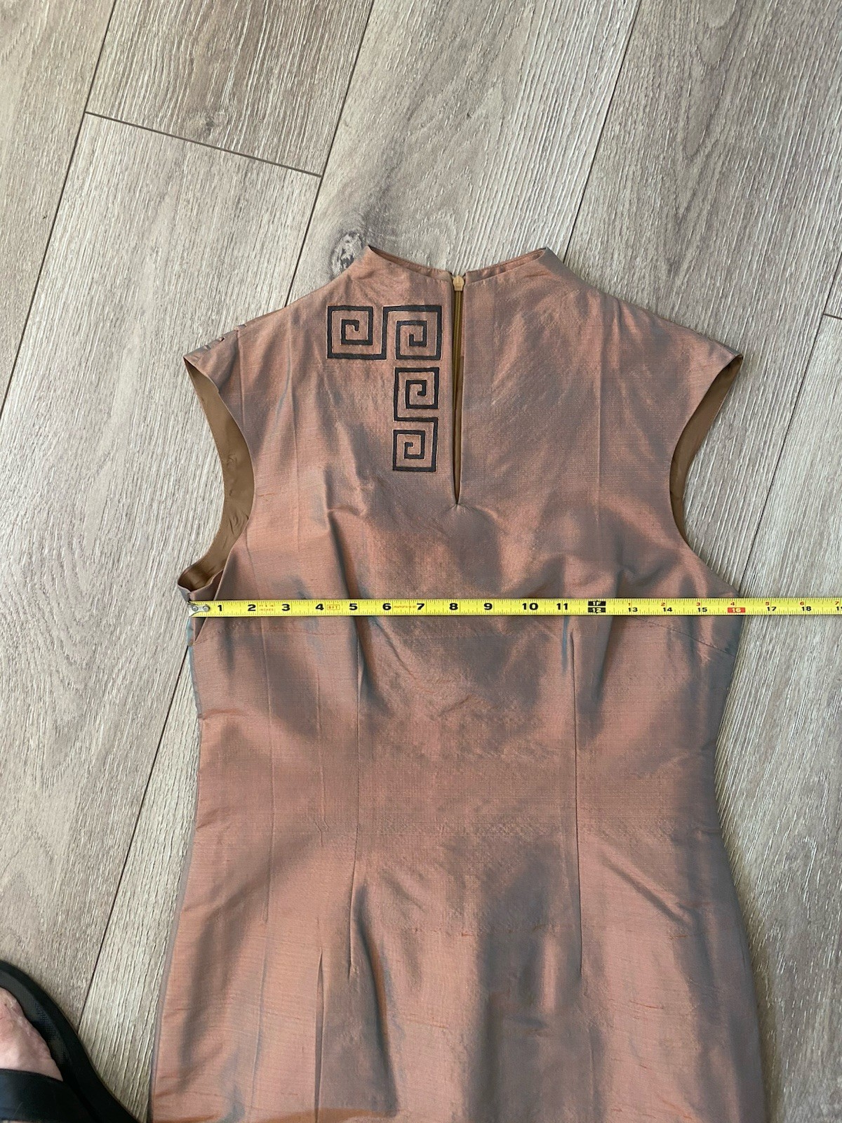 Vtg 60s Thai Silk MCM Dress Mid Century Mod Rockabilly Asian Ancient Iridescent