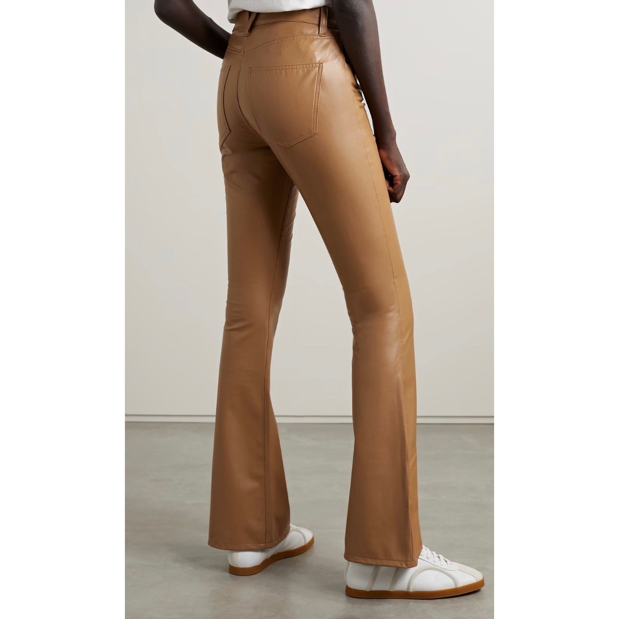 Veronica Beard Beverly Faux Leather Flare Pants Camel High Rise Size 26