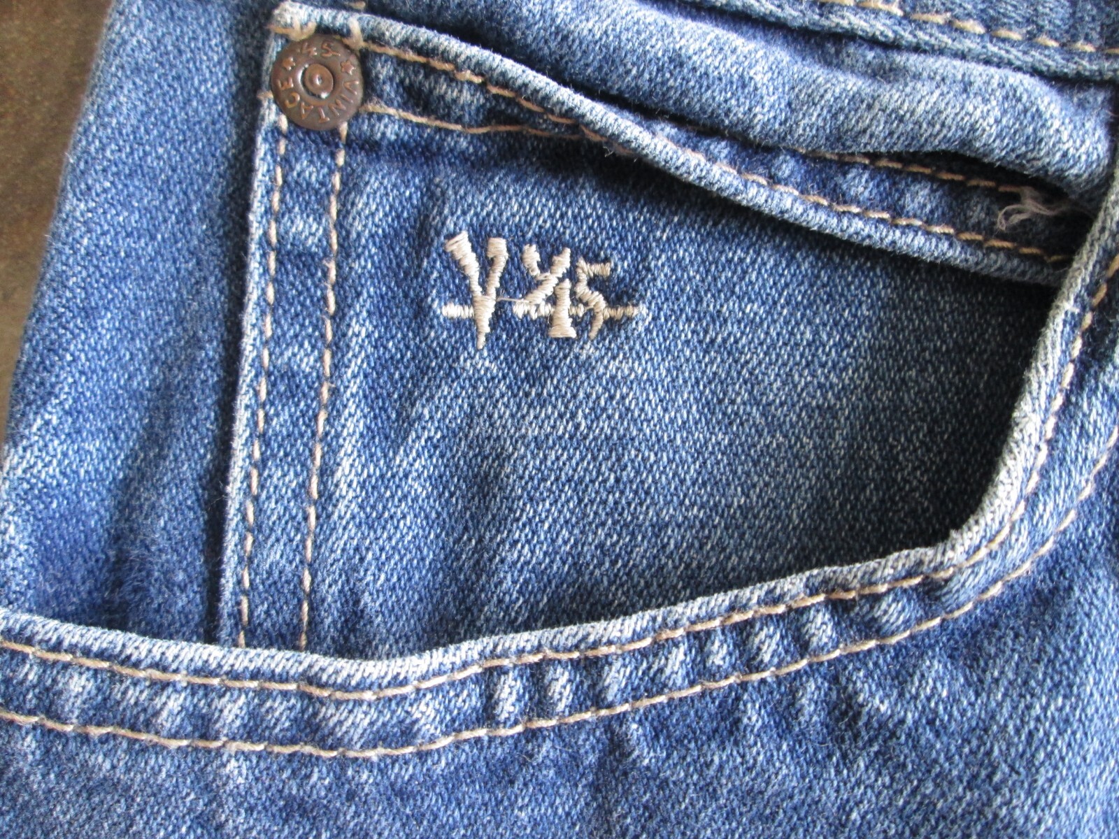 „Vintage ’45” Women’s Blue Jeans 13 28×28 Wide Leg Cotton High Waist Hong Kong