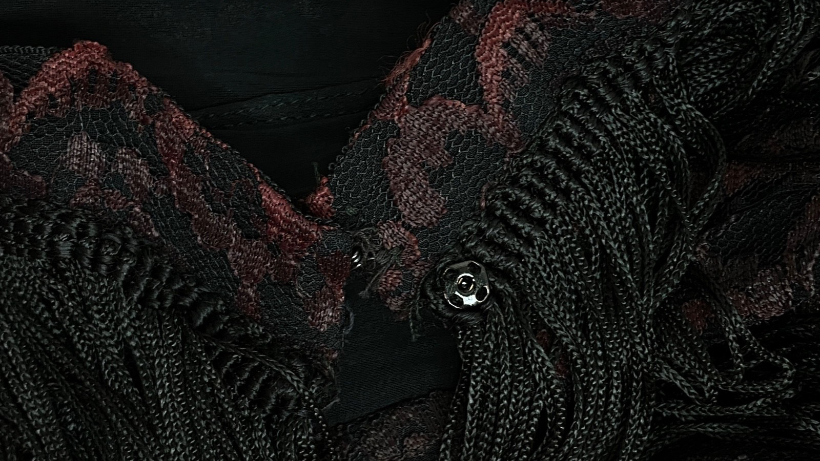 Vintage 1950s black lace fringe wiggle skirt XS pencil high waist midi
