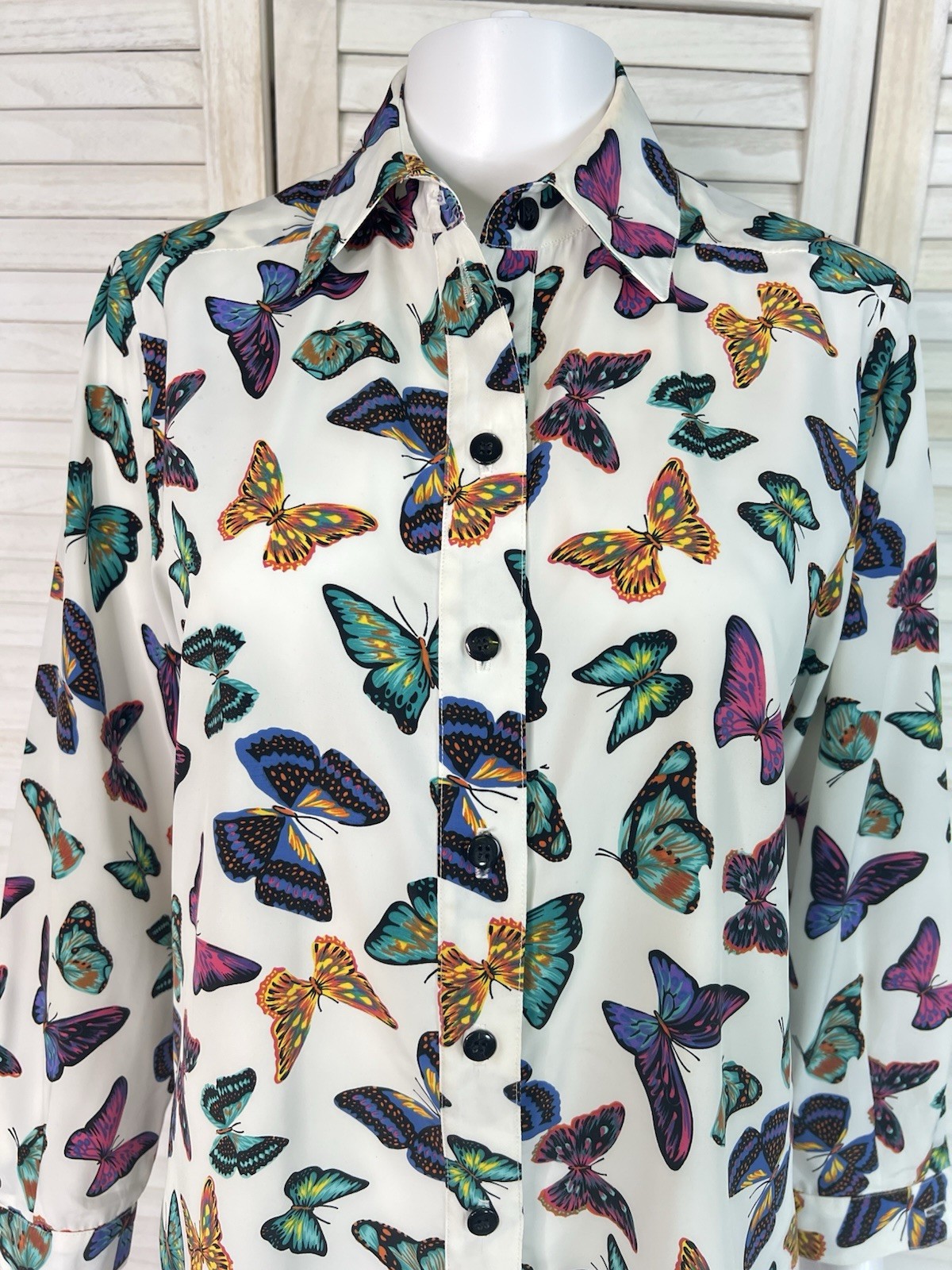 Vintage 80s Da-Rue Of California Blouse Women’s Top Classic Flowy White Size 6P