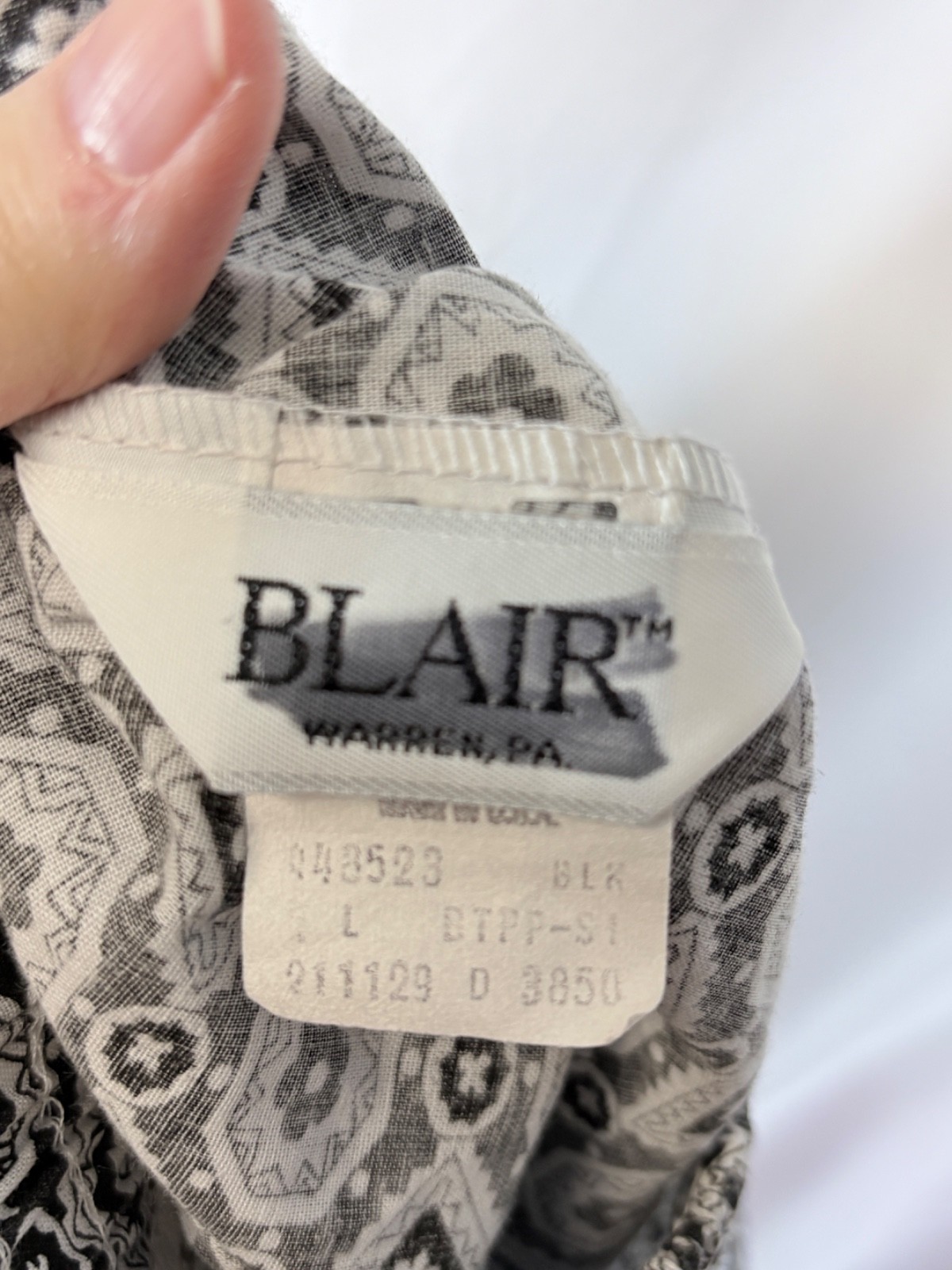 Vintage Blair Pants Women Large Black/White Geometric Pull On Pockets Casual
