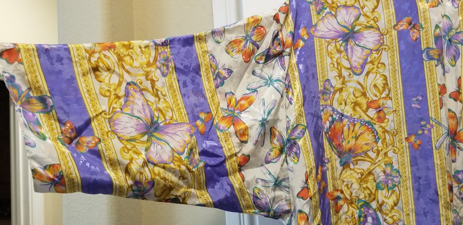 Vintage Ruth Norman New York Caftan Housecoat Dress Pullover Floral Butterfly L