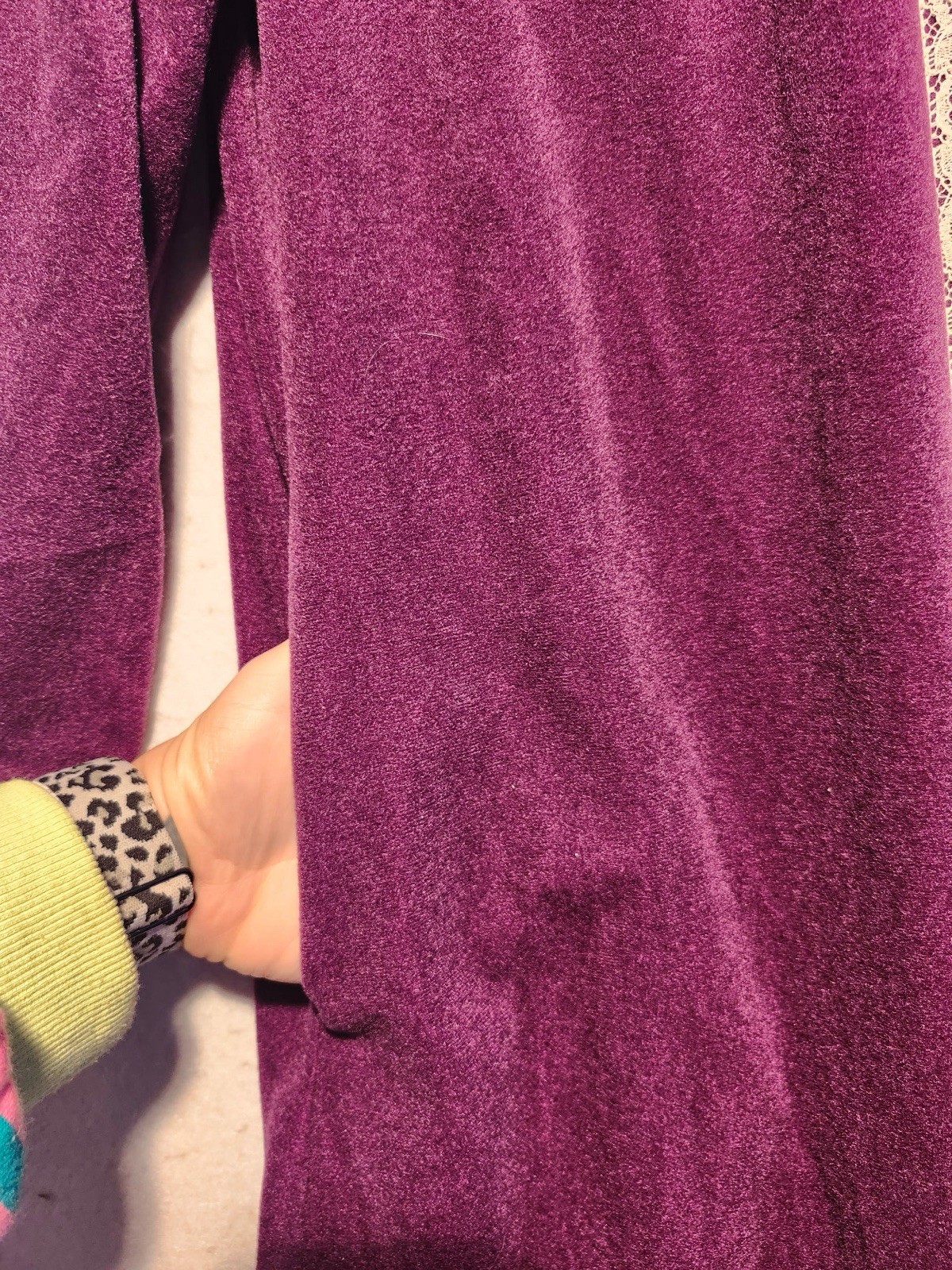 Vtg Miss Elaine Maxi Velour Robe Housecoat Purple Sz Med Lace Union Made USA