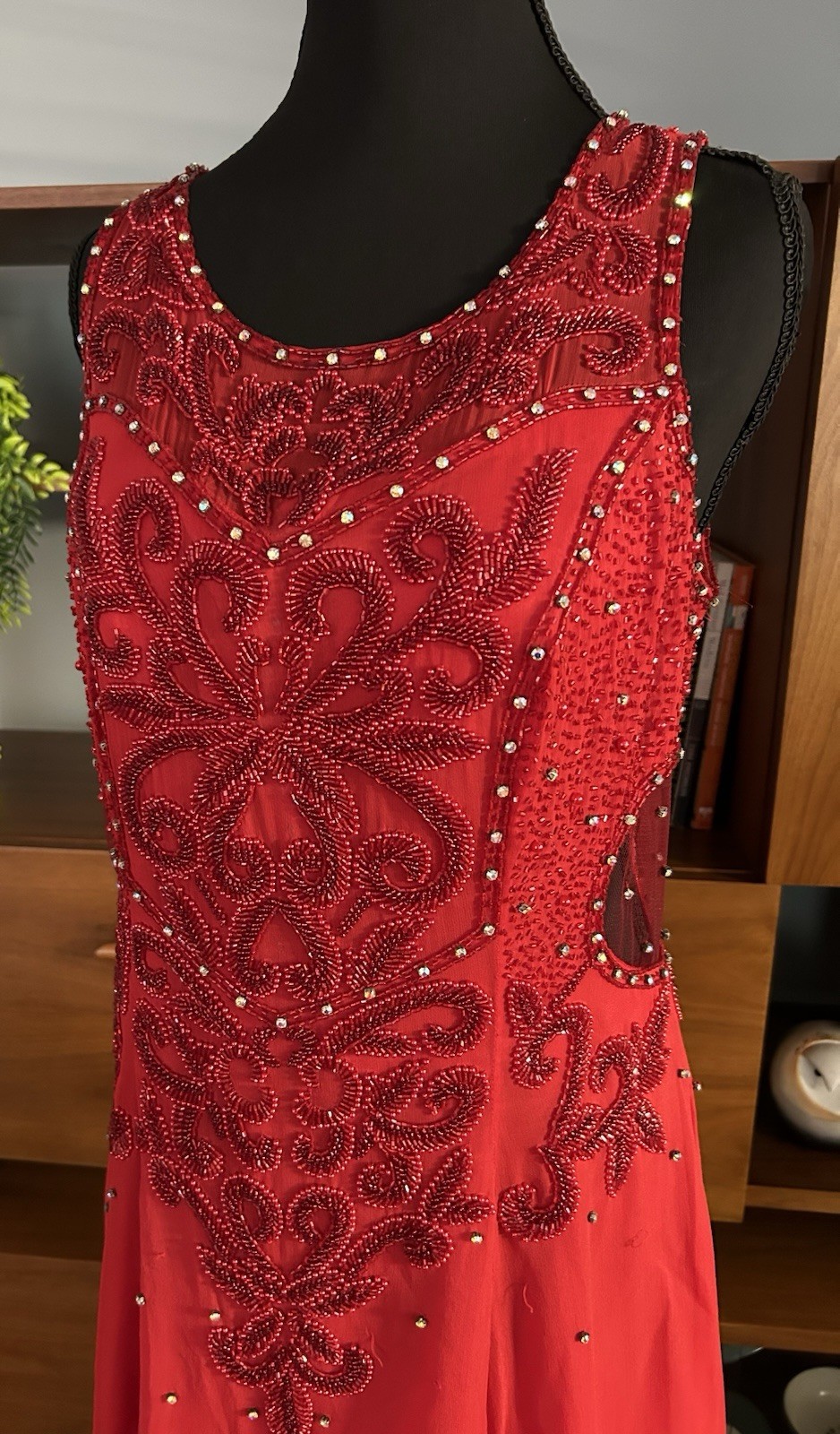 Vintage Red My Fashion dress Gown With Sequins And Beads Women’s 16