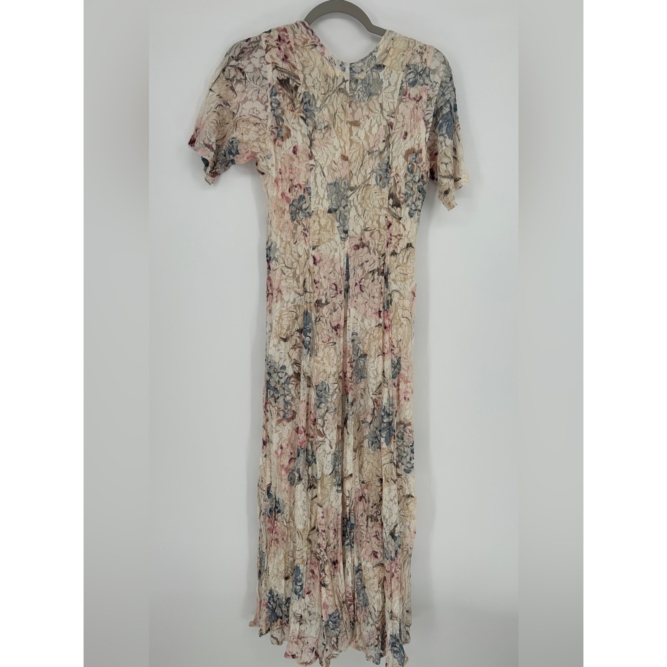 Starina Floral Crinkle Maxi Dress Medium Cottagecore Boho Romantic Lace Prairie