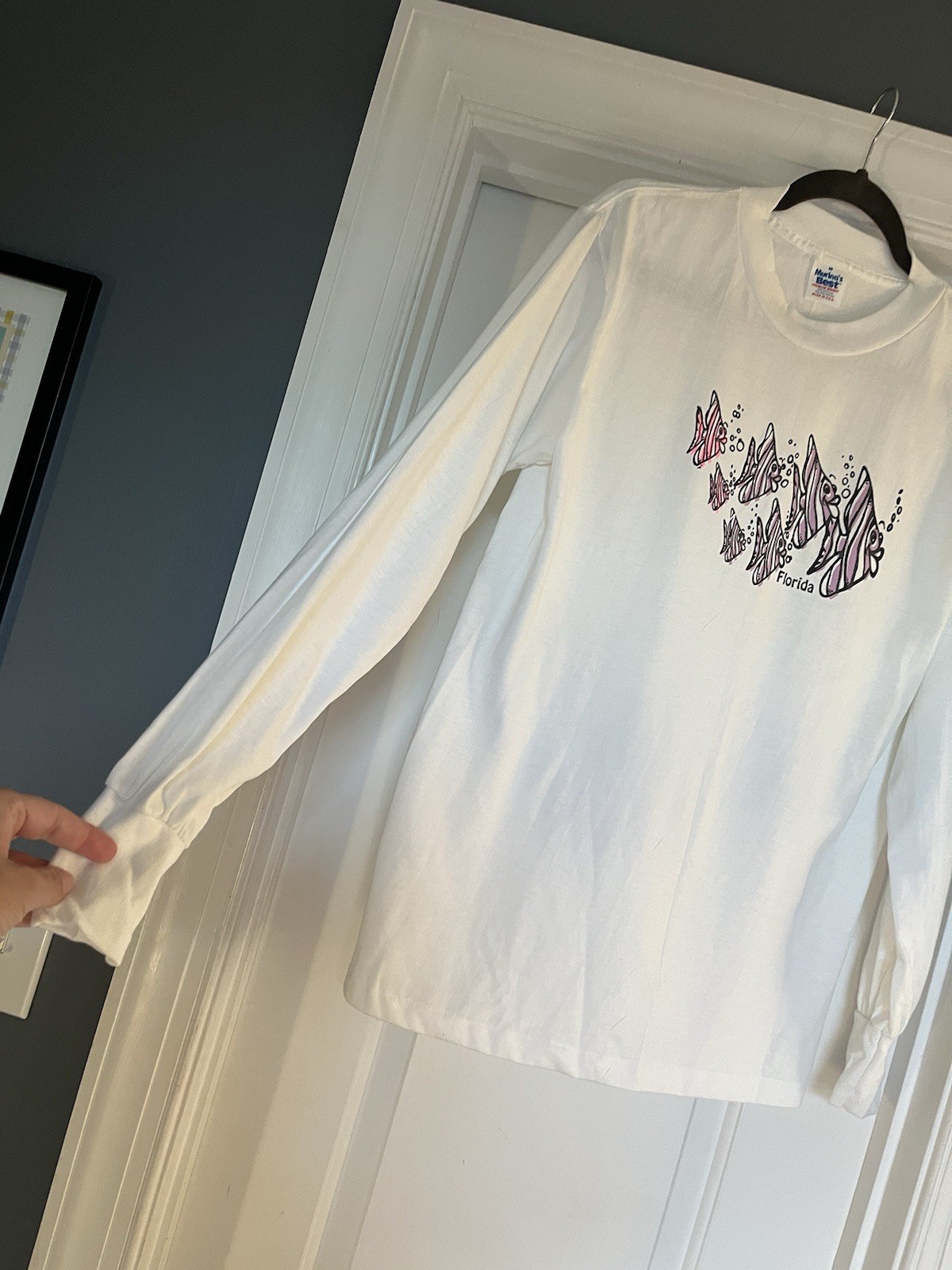 VTG 80/90’s Murina Single Stitch Long Sleeve Angel Fish Florida T’shirt Womens M