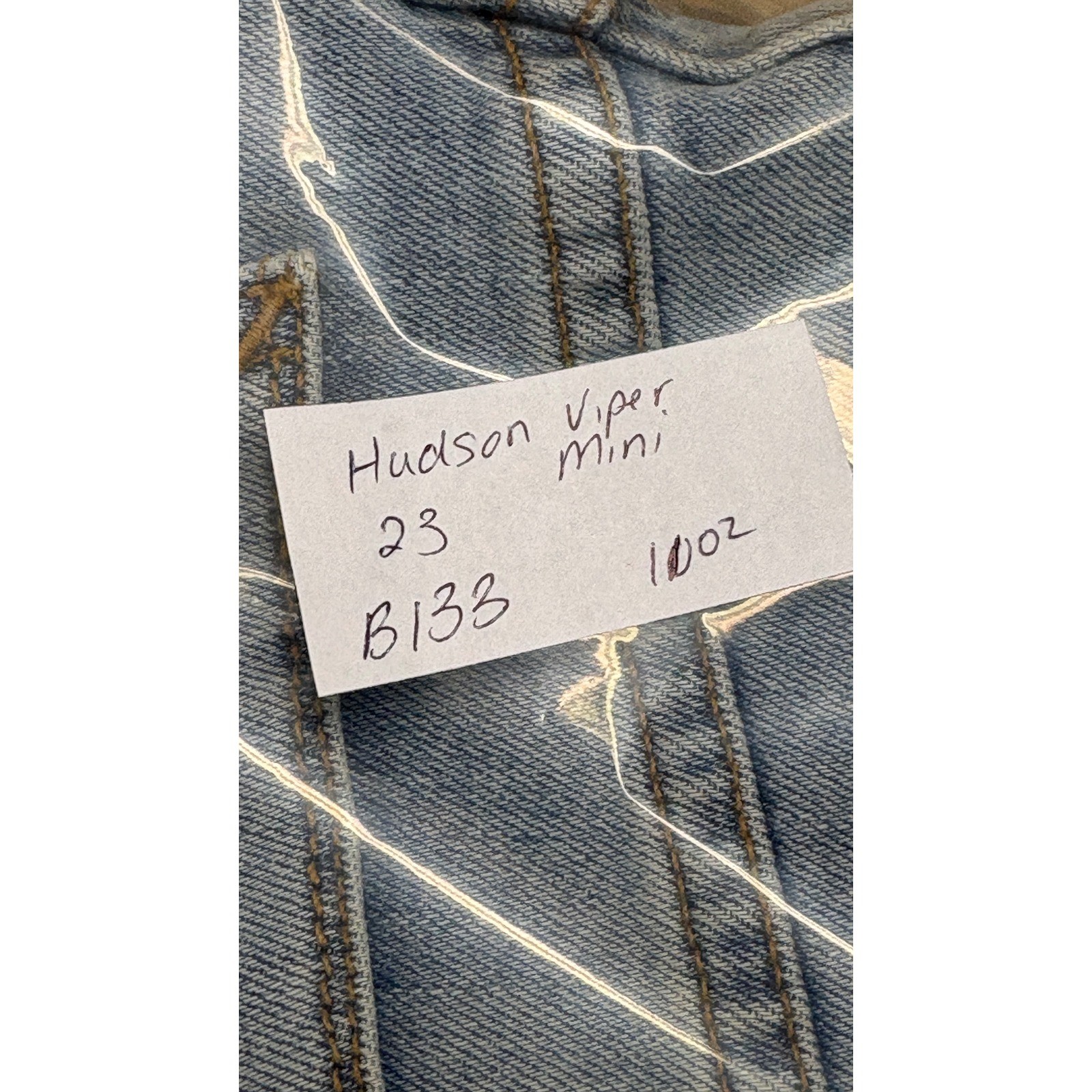 Hudson Mini Skirt Denim Viper Women 23 Blue Stripe Pink Yellow Boho Festival Y2K