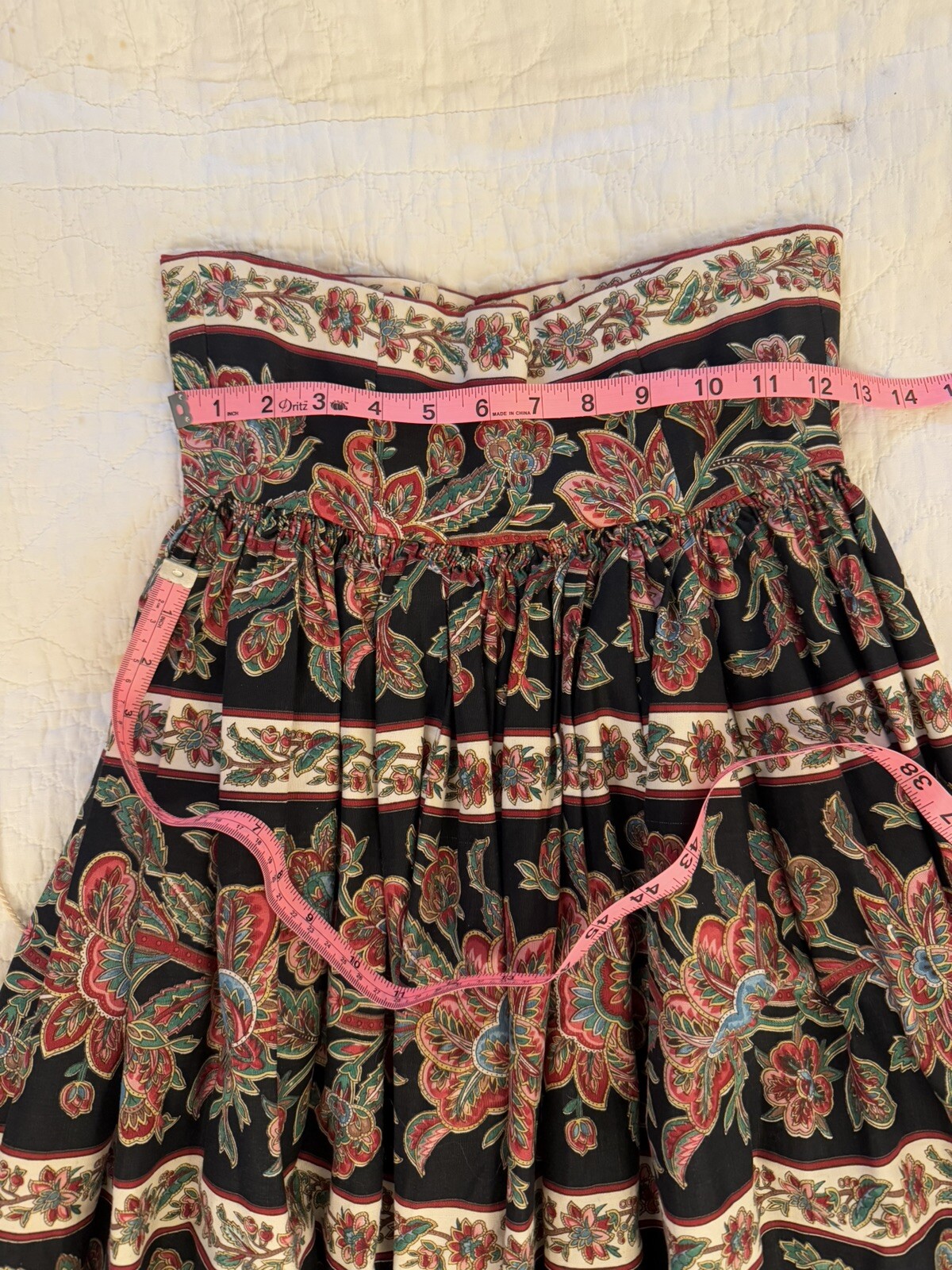 70s 80s Jean Gerard French Provincial Midi Corset Skirt w Boning Folk Paris