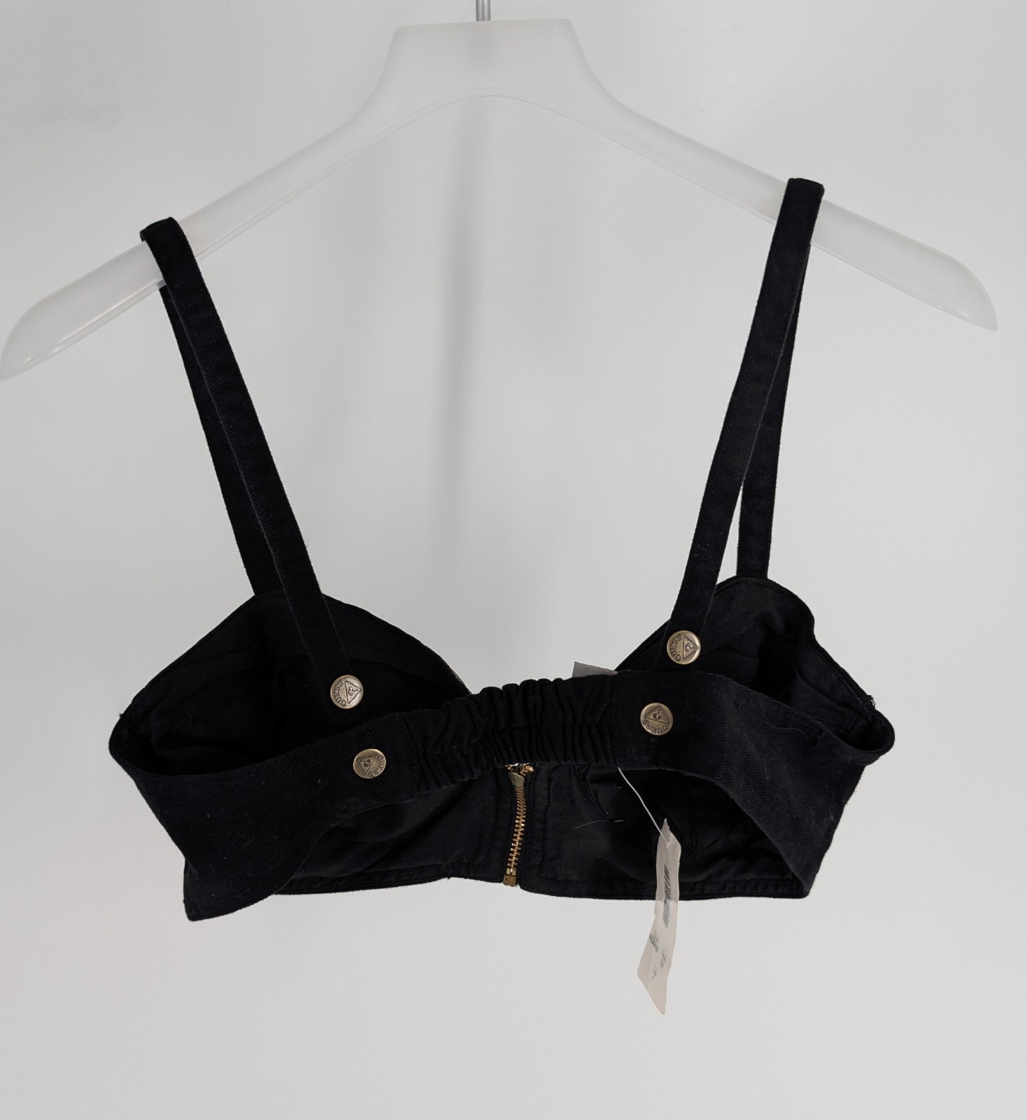 Vintage 80s Guess Georges Marciano Black Denim Embroidered Bustier Top NWT M USA