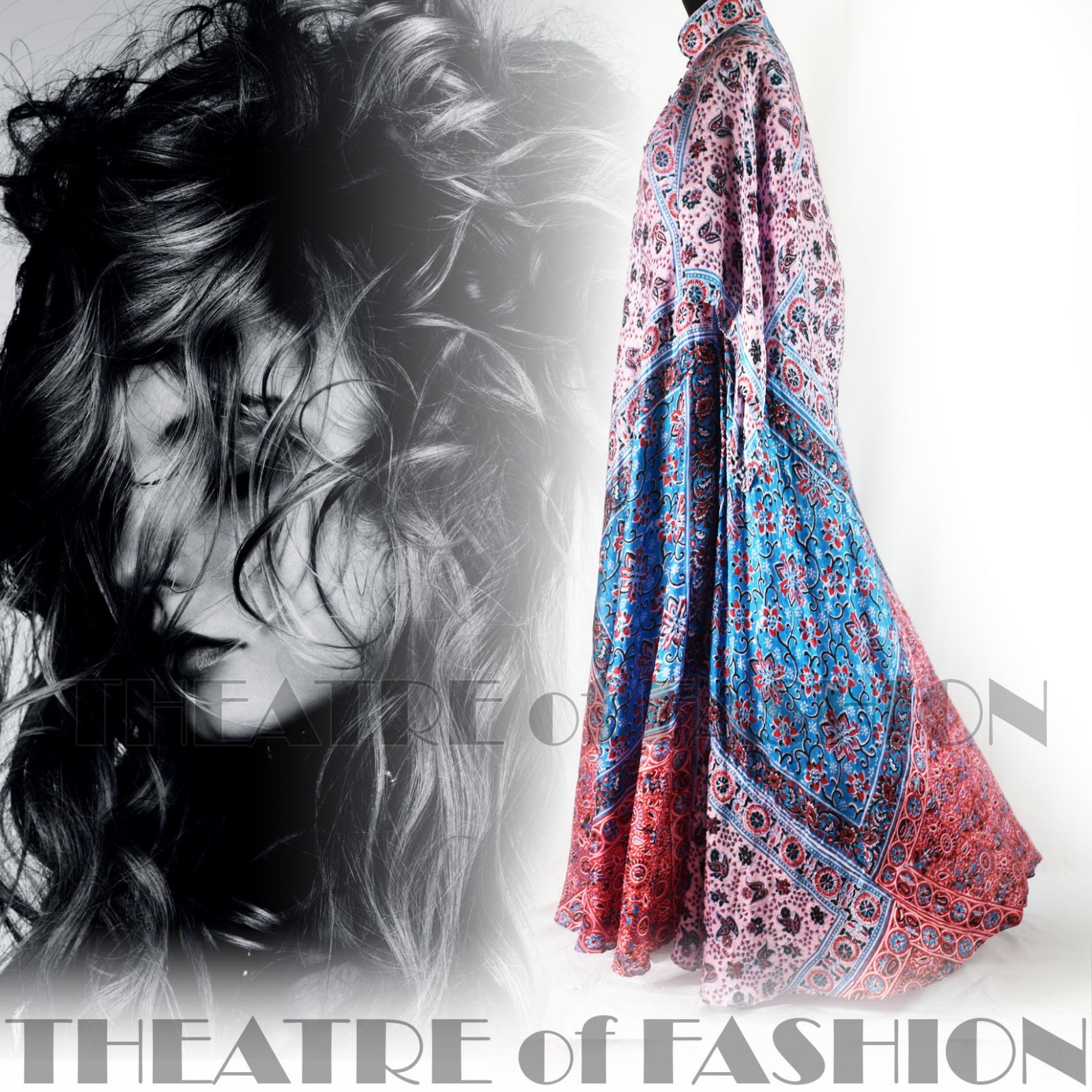 DRESS INDIAN SILK VINTAGE KAFTAN 70s WEDDING BOHO HIPPY-LUXE GODDESS M L XL XXL