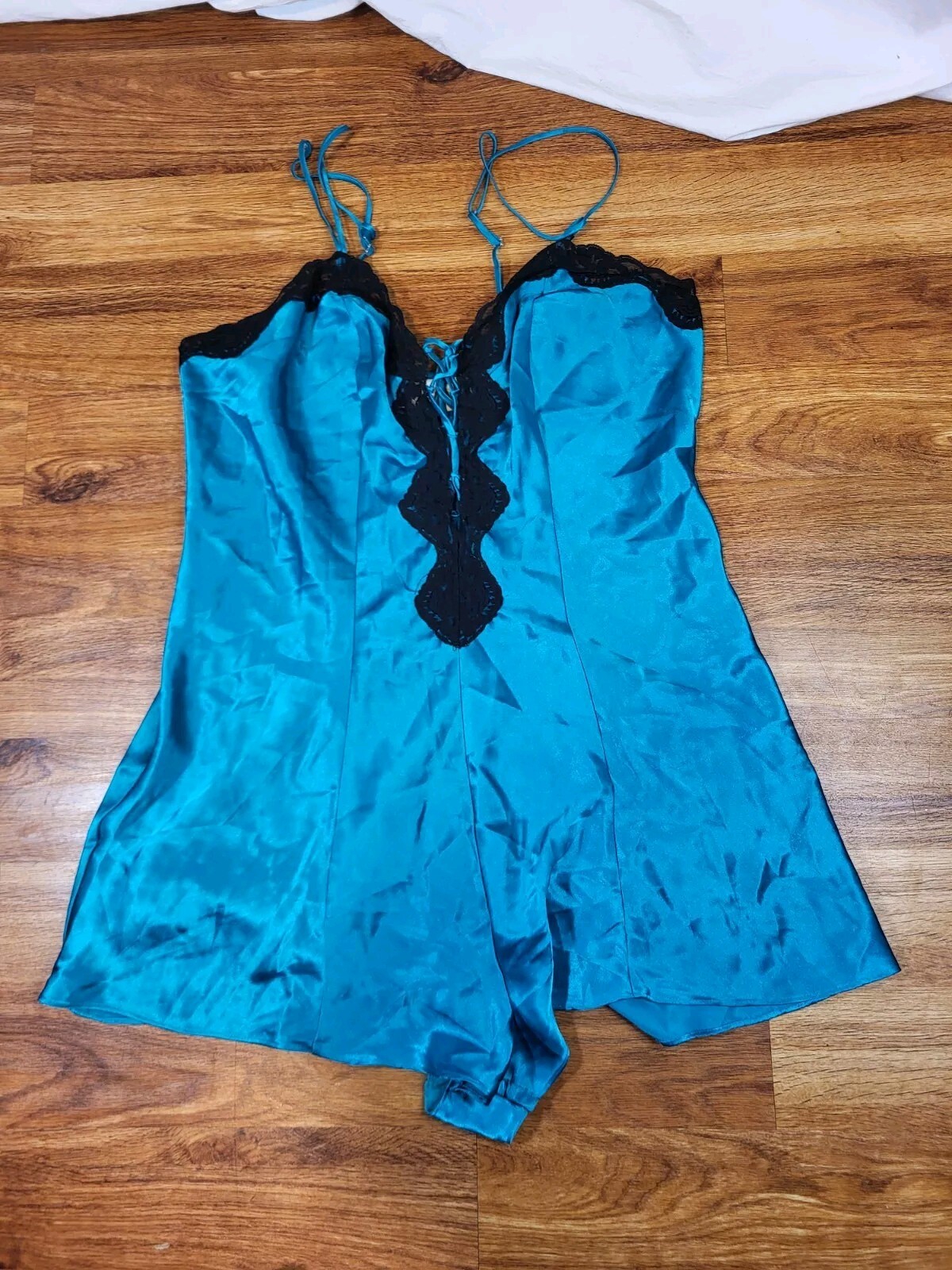 Vintage Solange Size 14/16 Chemise Romper Teal Green