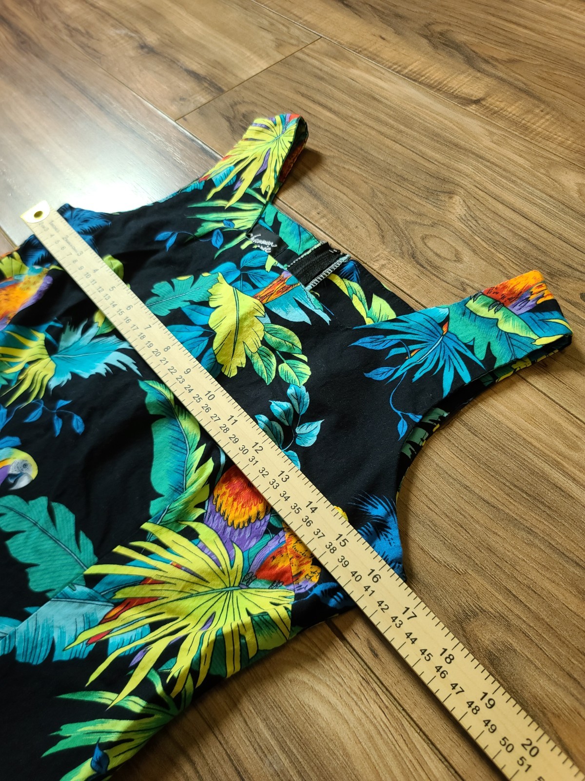 Vintage Shannon Marie Tropical Mini Dress Made In USA Size S / M Black Hawaiian