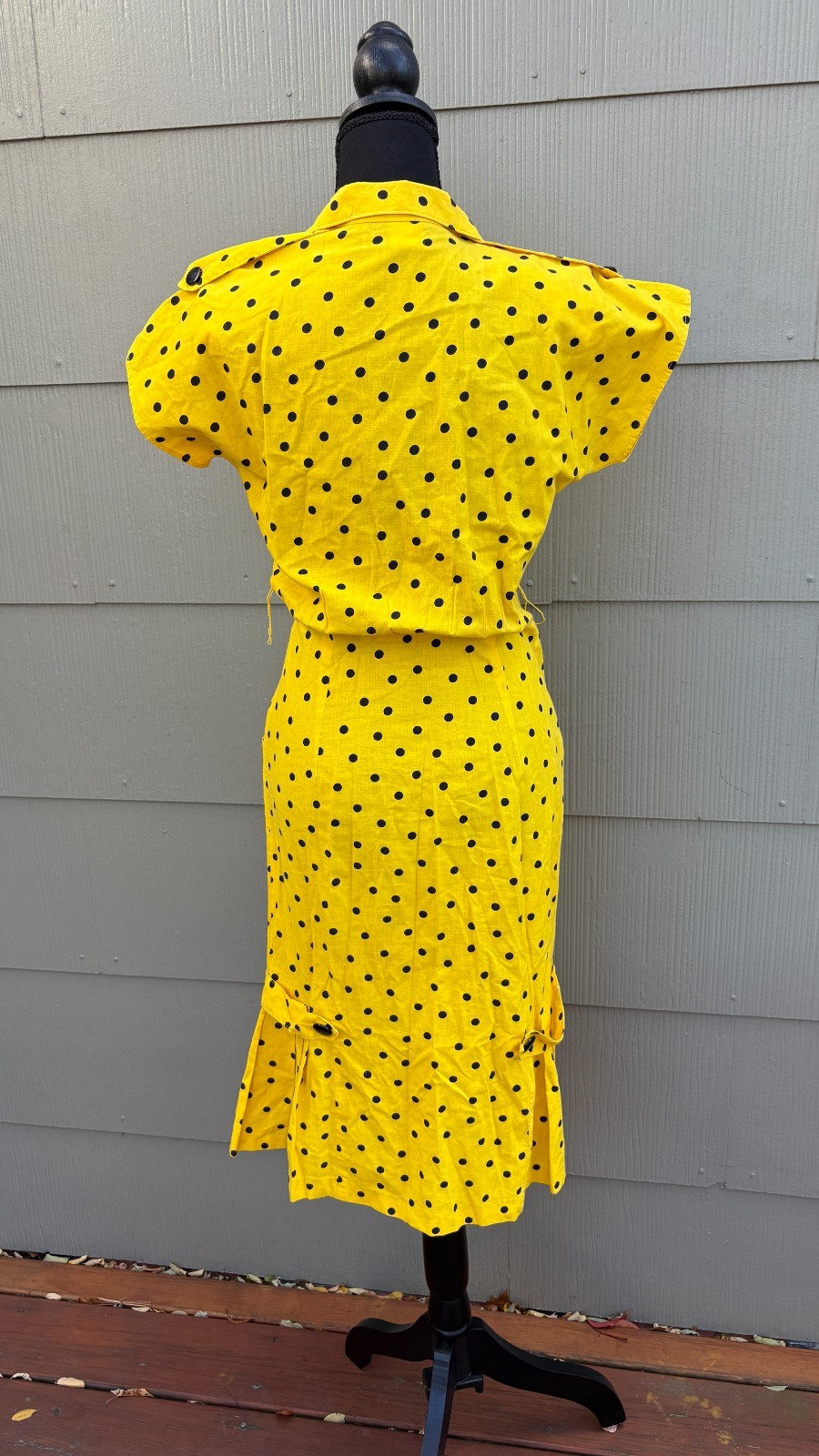 vtg 70s 80s New Wave Rockabilly Clowncore Polka Dot Short Sleeve Wrap Dress