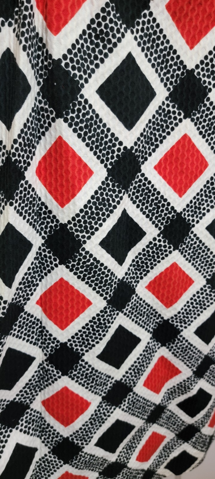 RARE MINT 60s/70s VTG Phool Ph Mod Midi Dress Red Geometric Sleeveless Cotton Sm