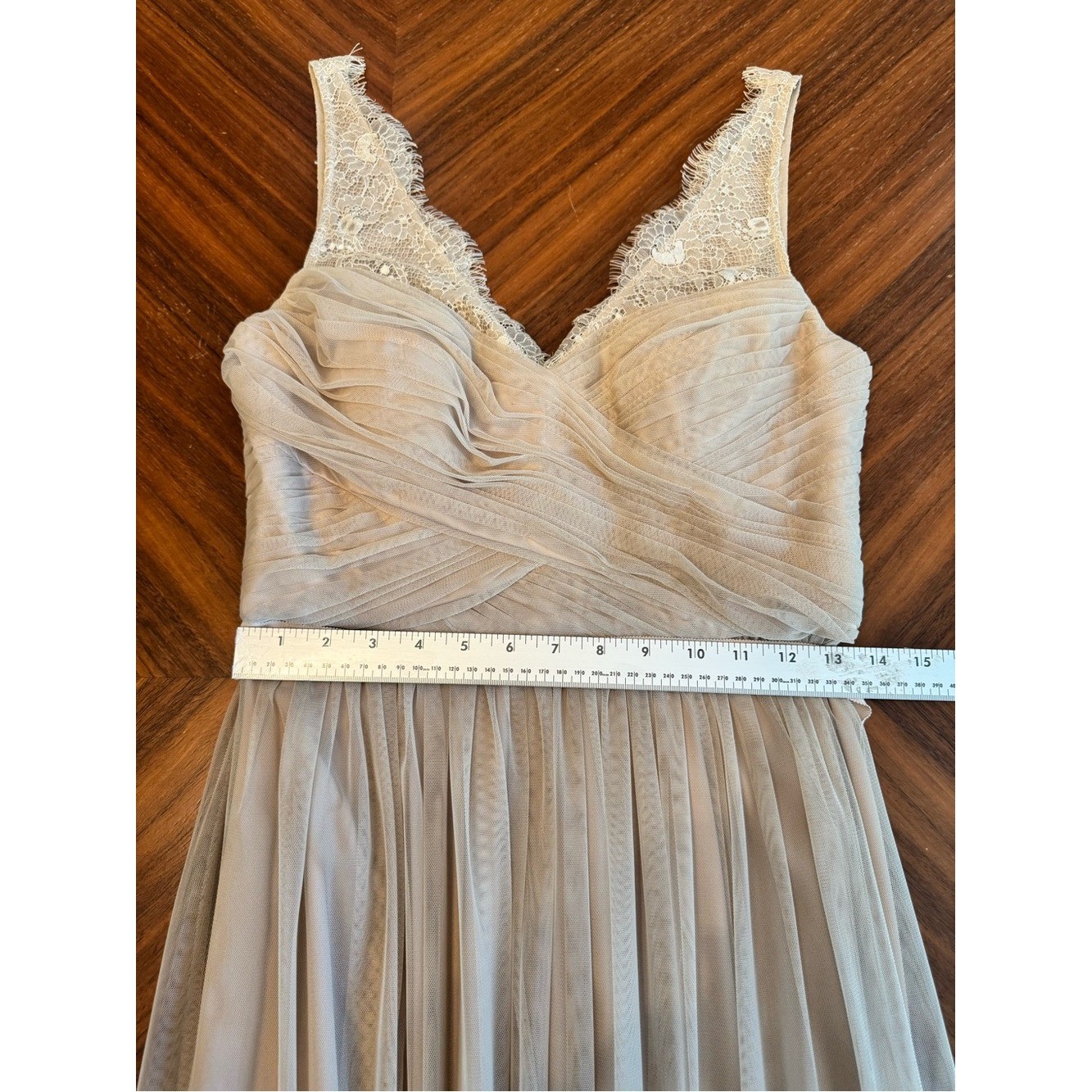 Blush Tulle Lace Maxi Gown Bridesmaid Formal Dress Size 4.