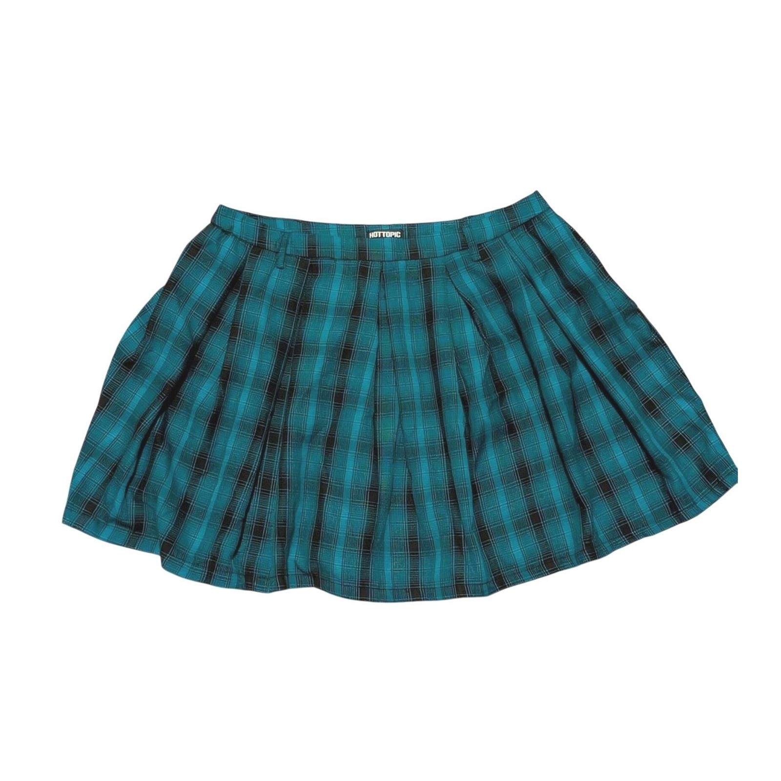 Hot Topic Mini Skirt Womens XL Aqua Teal Black Plaid Vintage 00s Y2K Schoolgirl