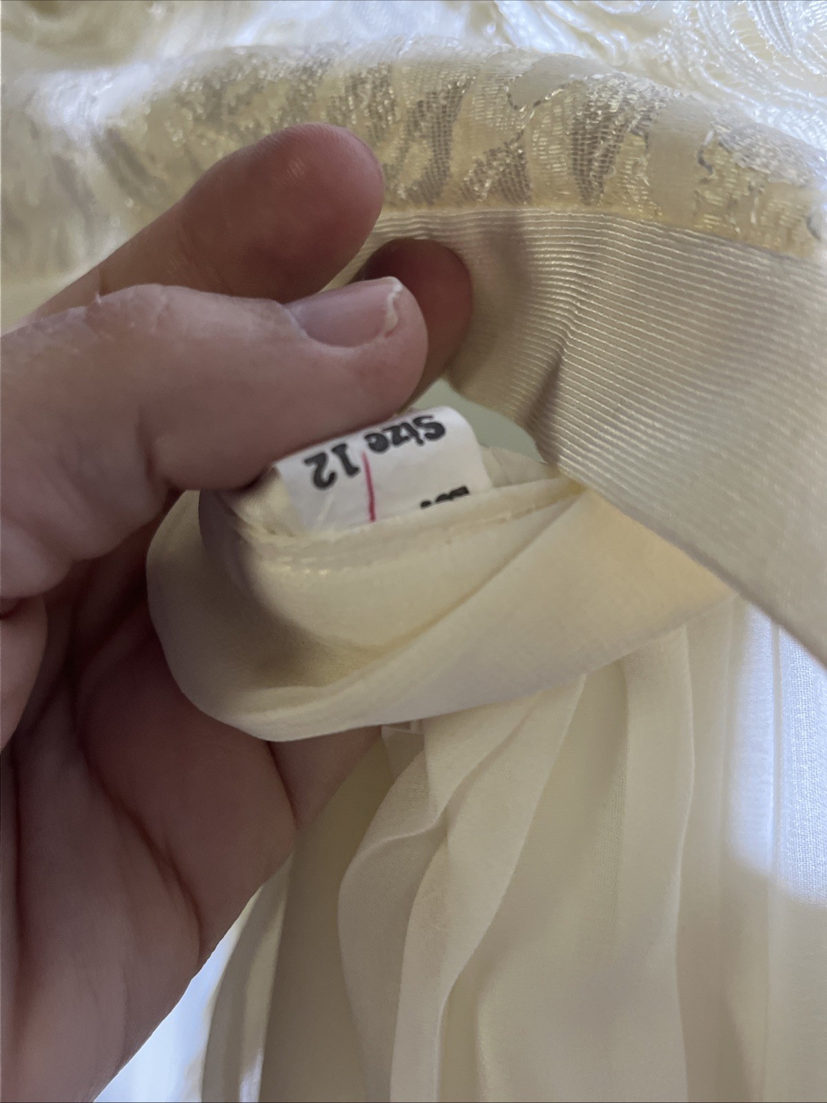 Vintage Nuit Union Made Cream Embroidered Pleated Evening Skirt Jacket Sz 12
