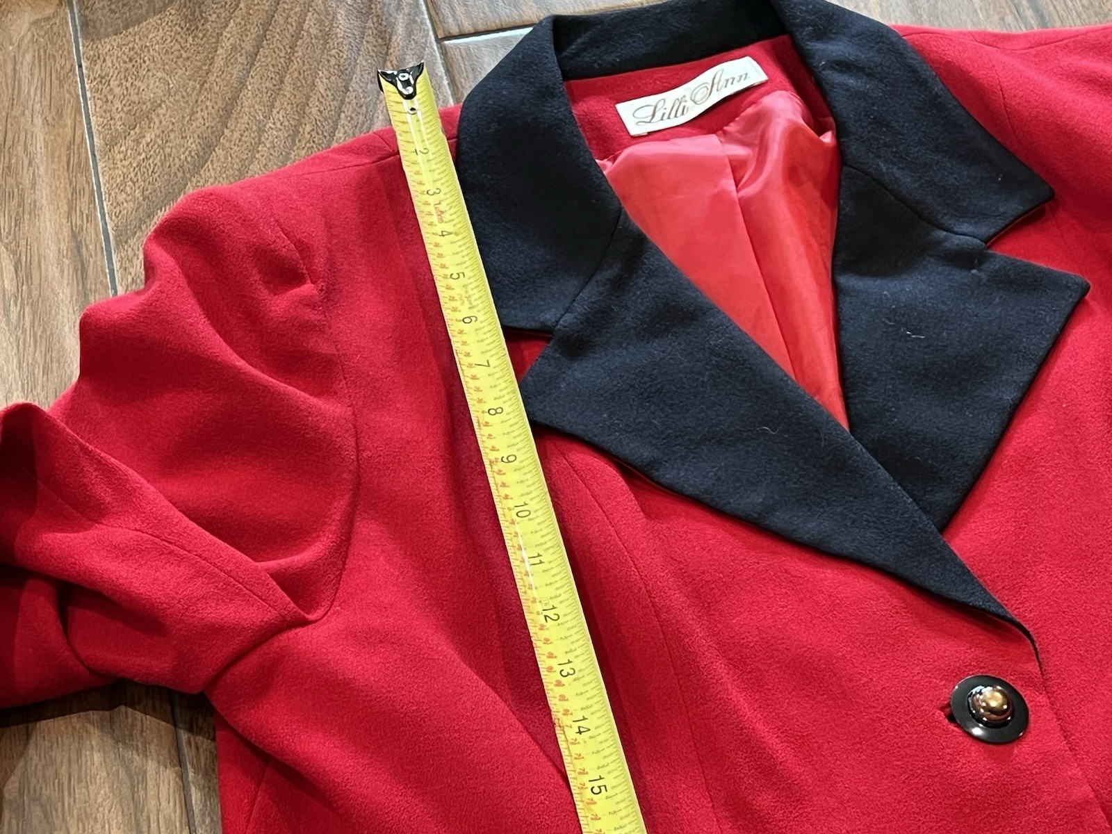 Vintage Lilli Ann Red Blazer Jacket Designer Wool Career Wear Fits Modern L/XL